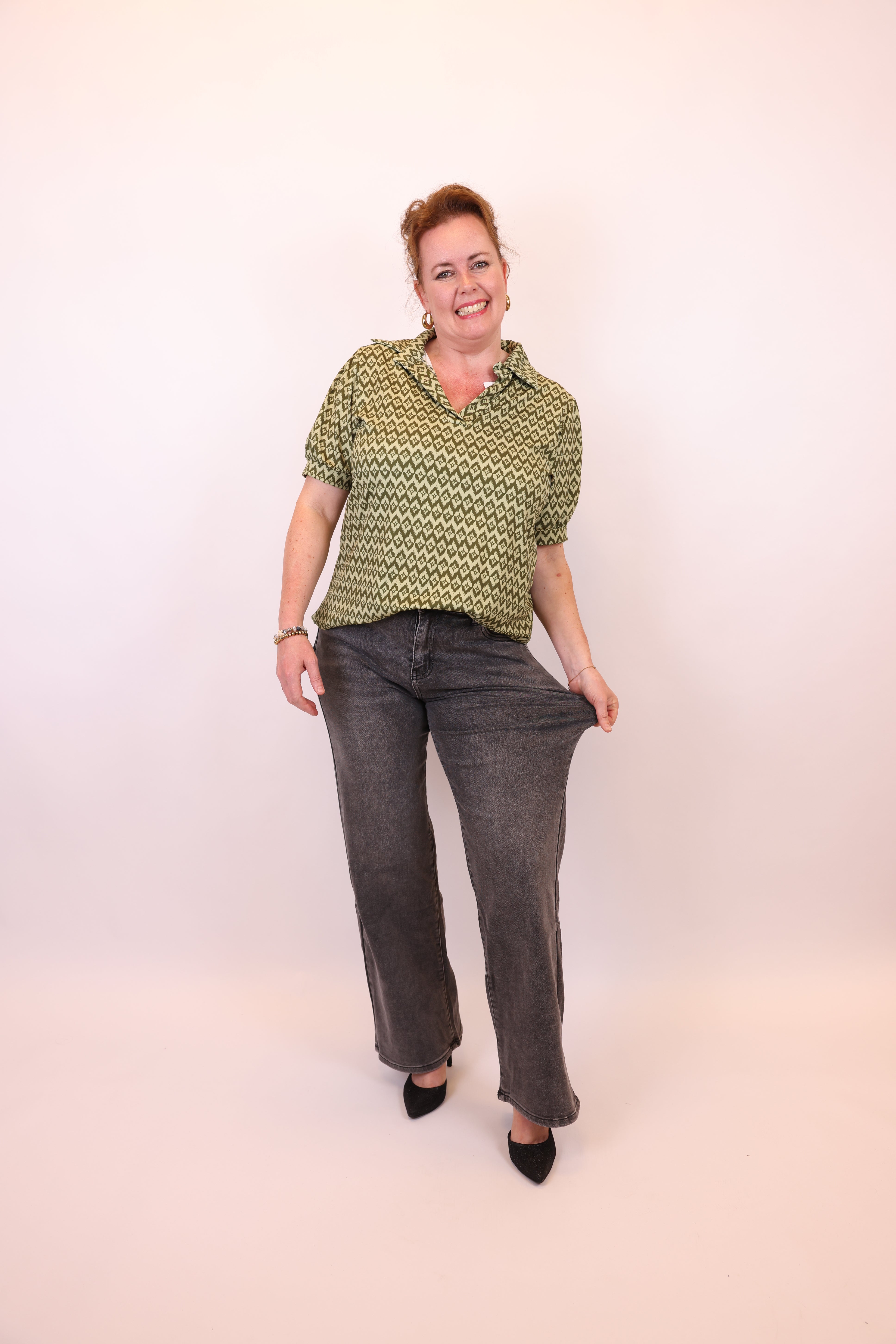 Natasha | Wide leg jeans grijs 40 - 48