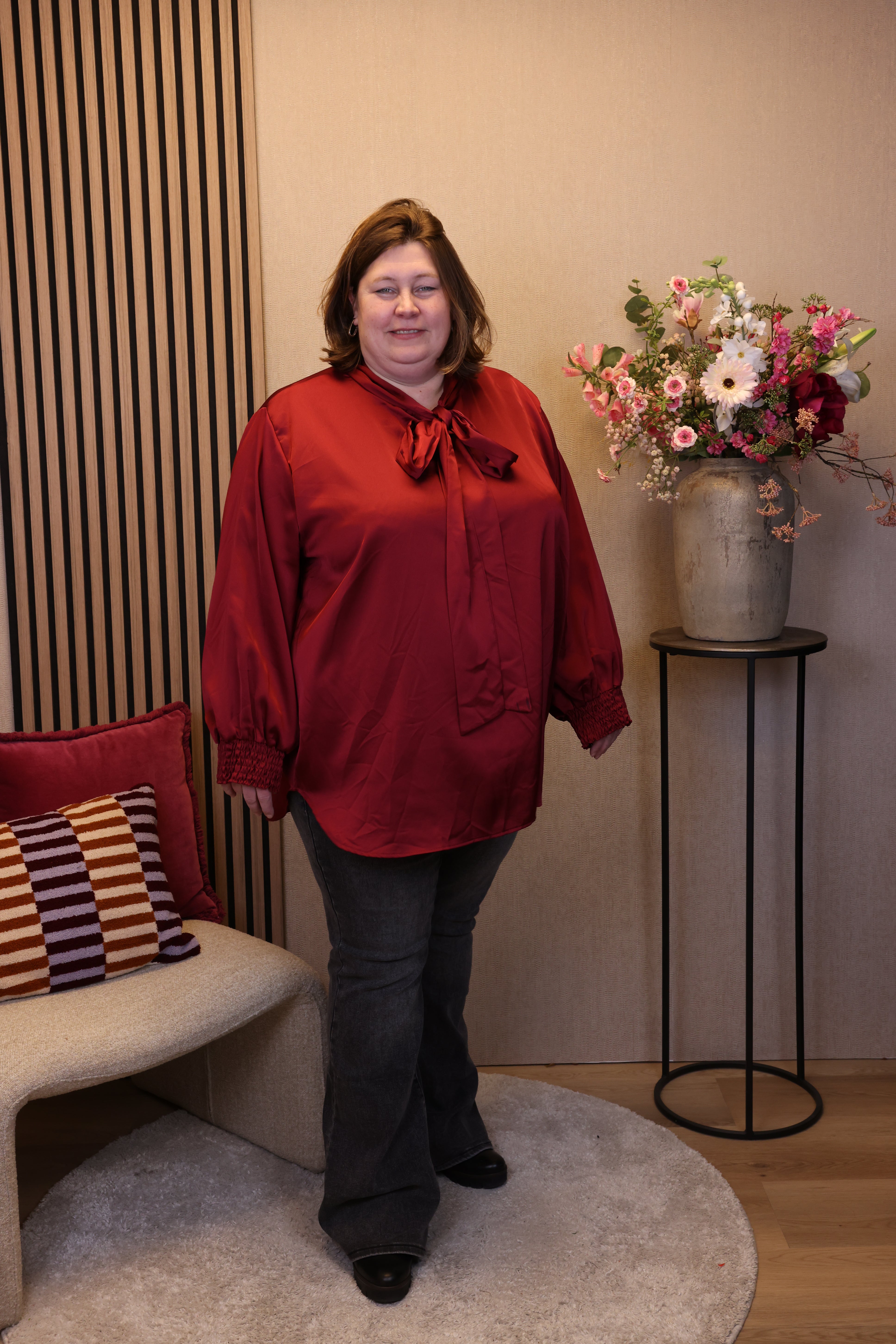 Fabienne | Satijnen blouse bordeaux
