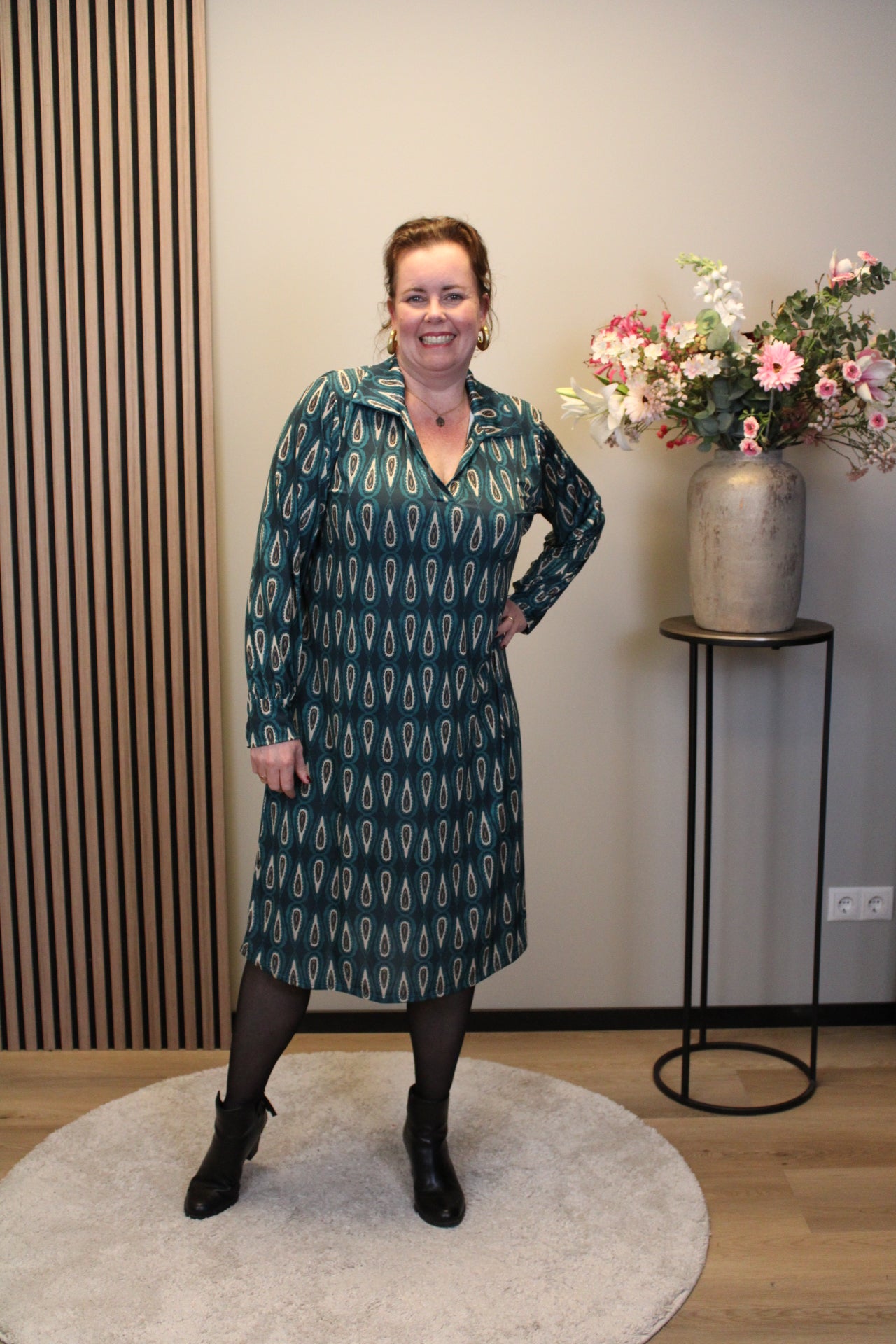 Elara | Jurk aqua met kraagje 46 t/m 50