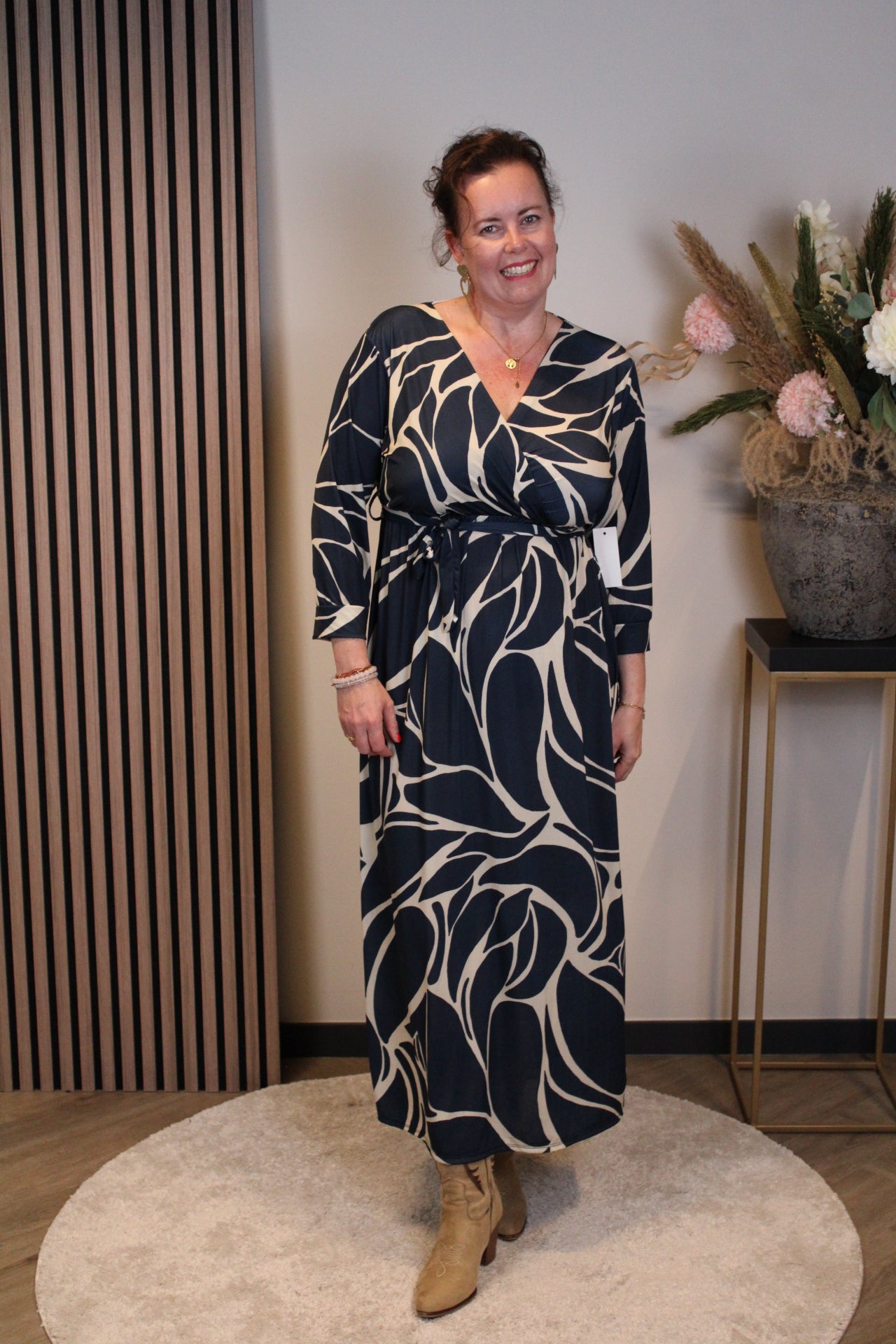 Britt | Jurk blauw lange mouw 46 t/m 50