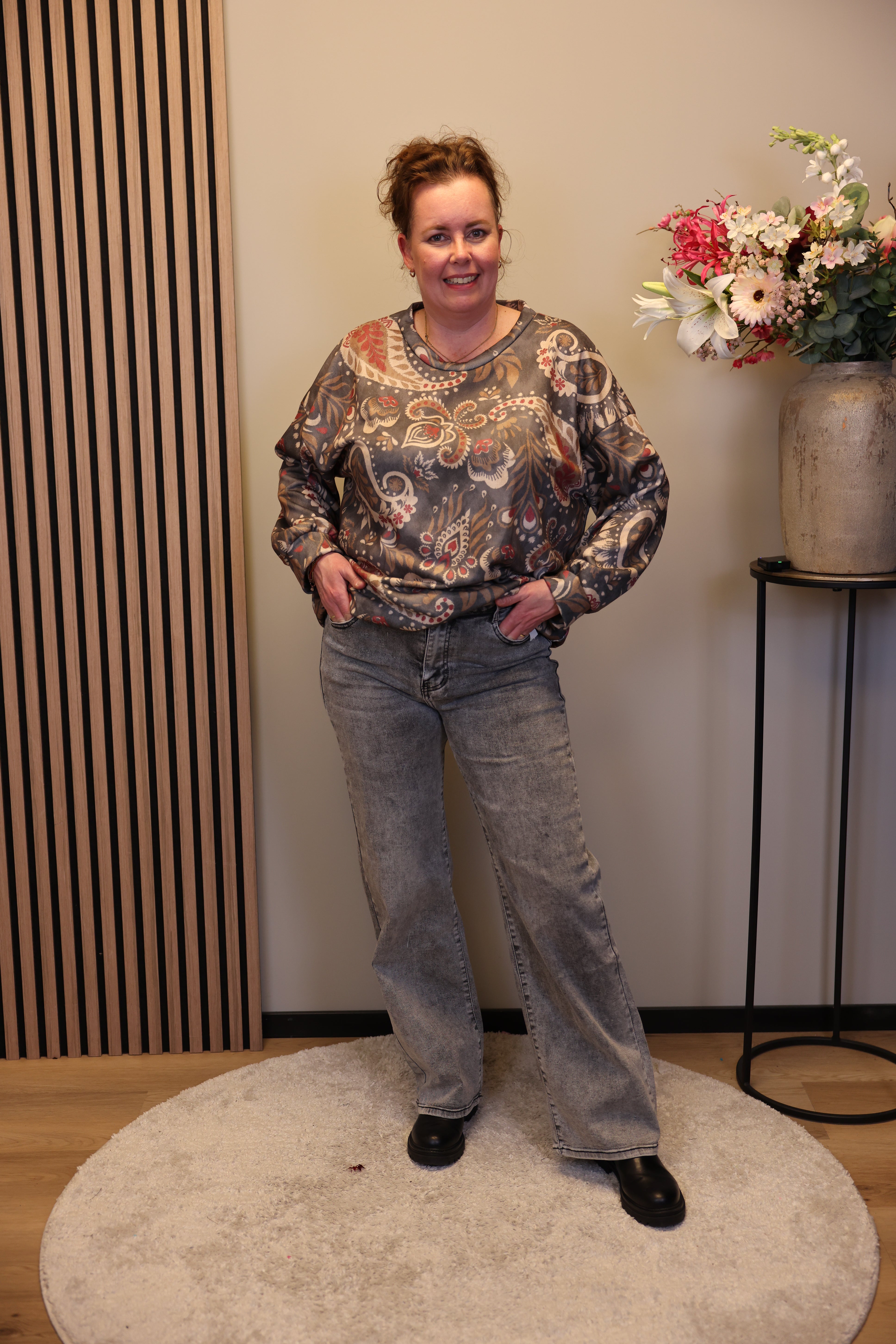 Trijntje | Jeans wide leg grijs 38 - 48