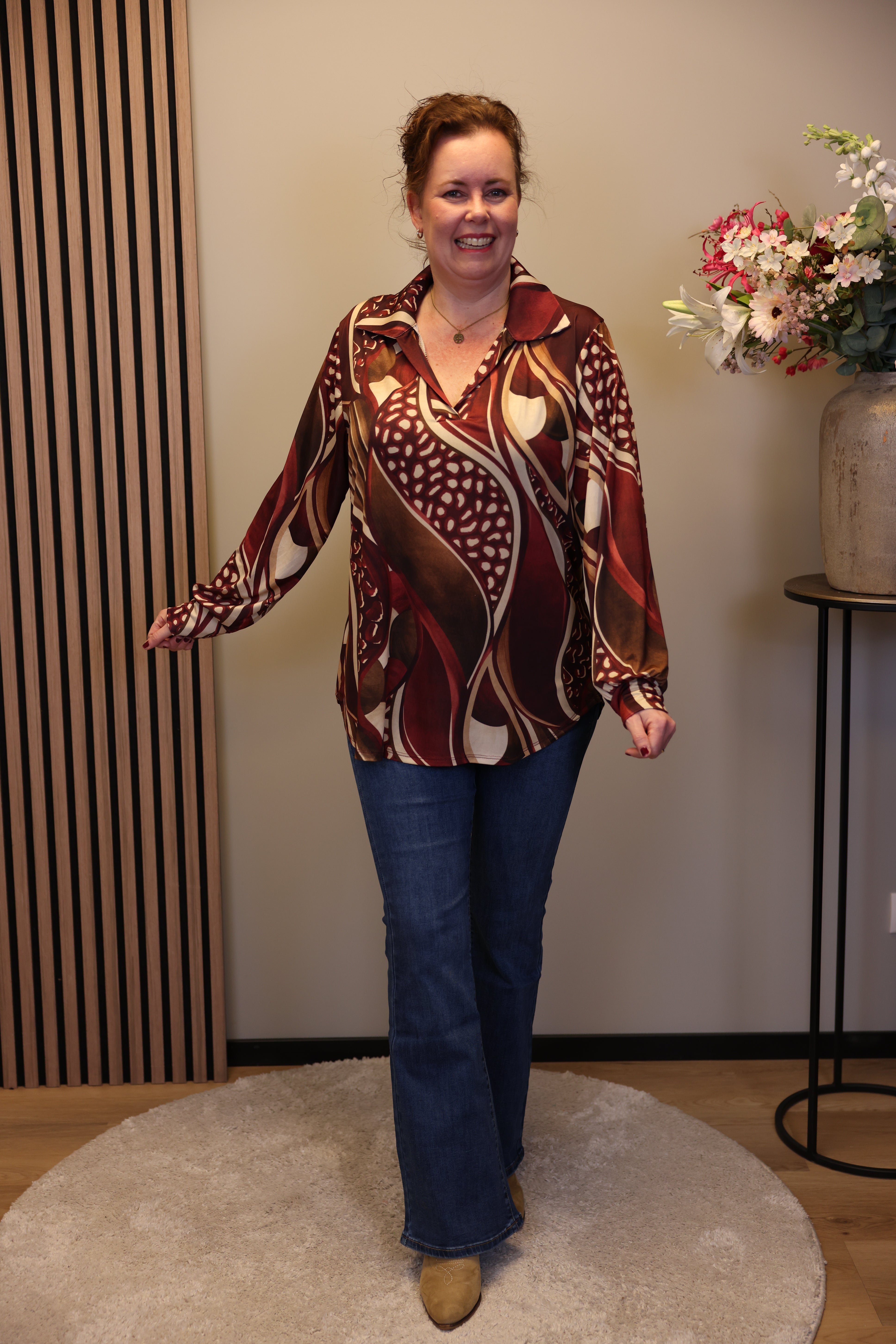 Kalina | Blouse roze met kraagje 52 t/m 58