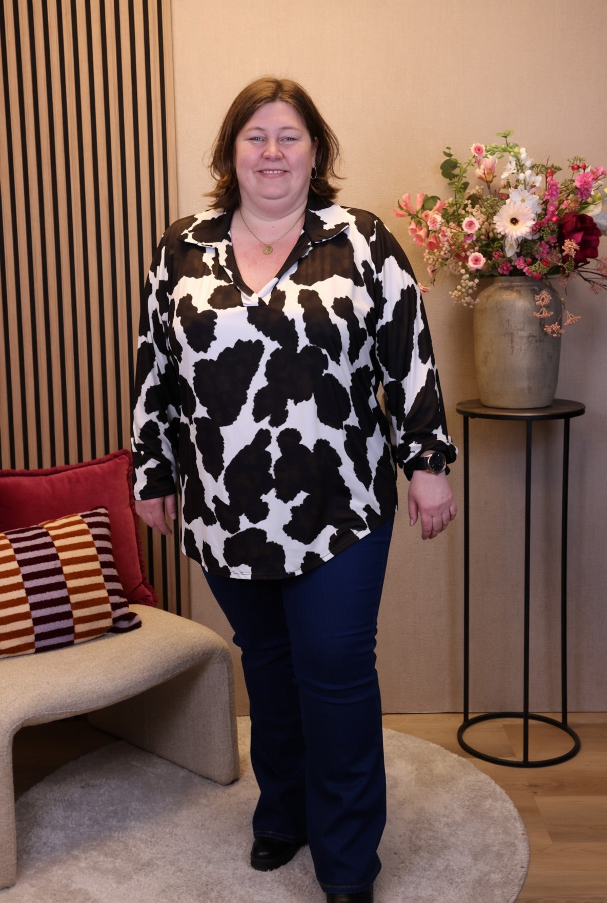 Mika | Blouse bruin met kraagje