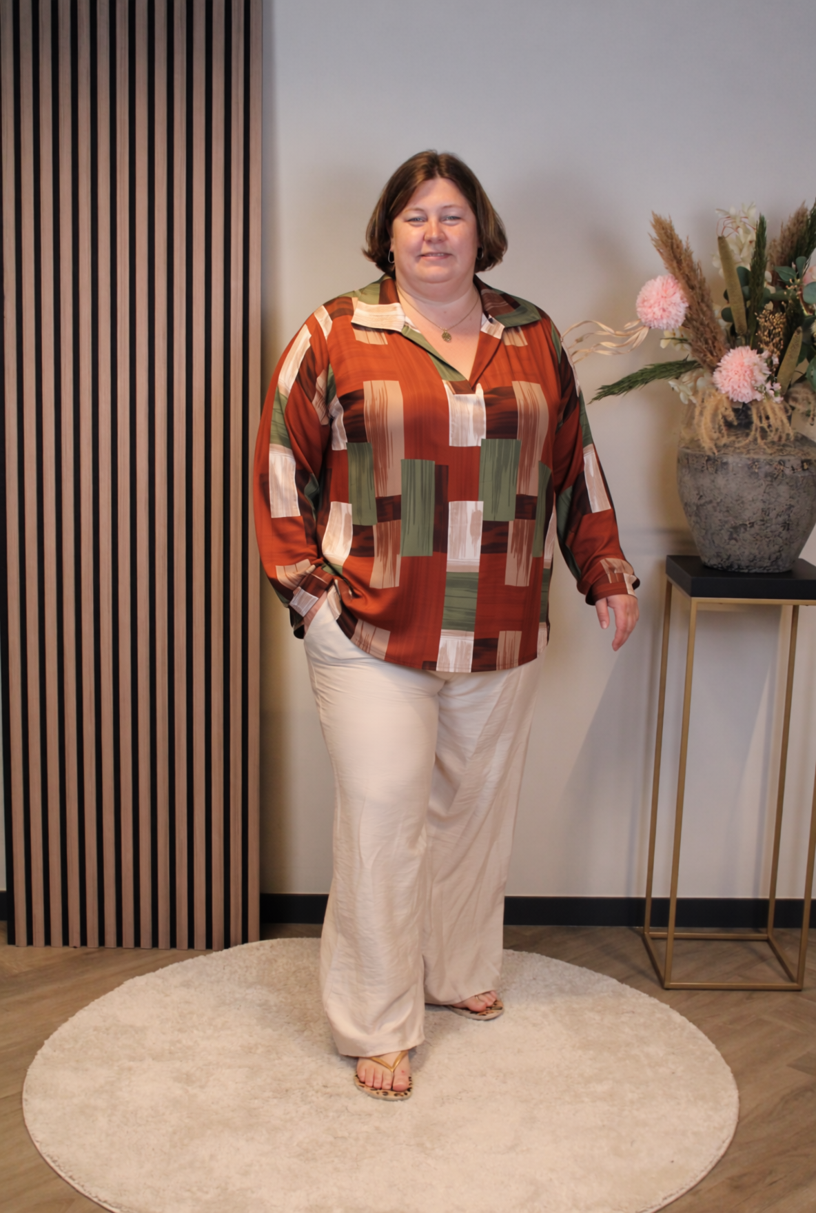 Leonie | Blouse oranje met kraagje