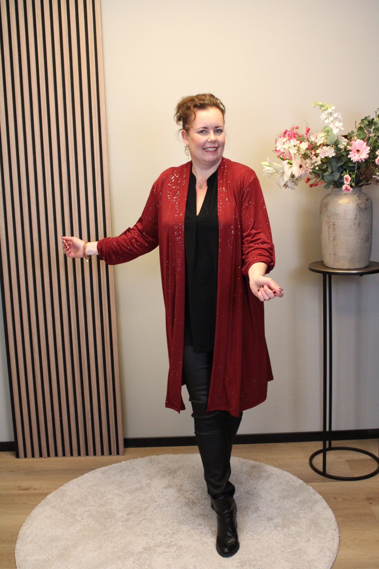 Lauren | glitter vest bordeaux 52 t/m 58