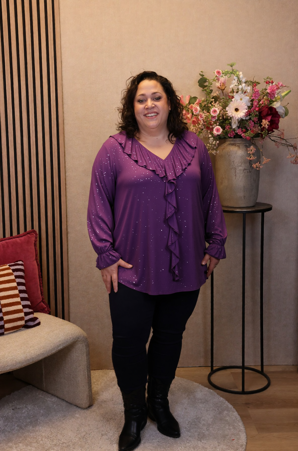 Sabine | Glitter blouse paars