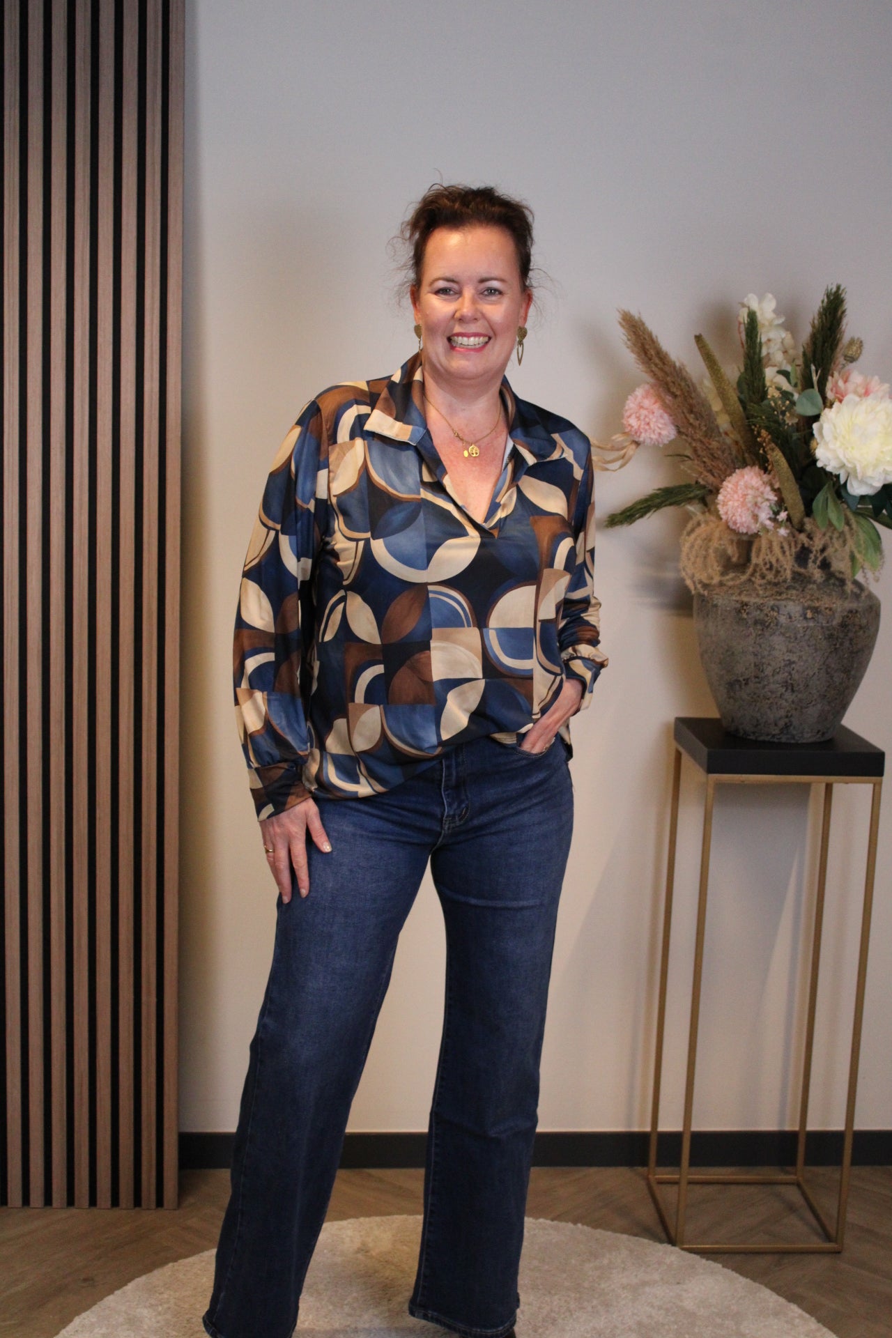 Rosalie | Blouse blauw met kraagje 38 t/m 48