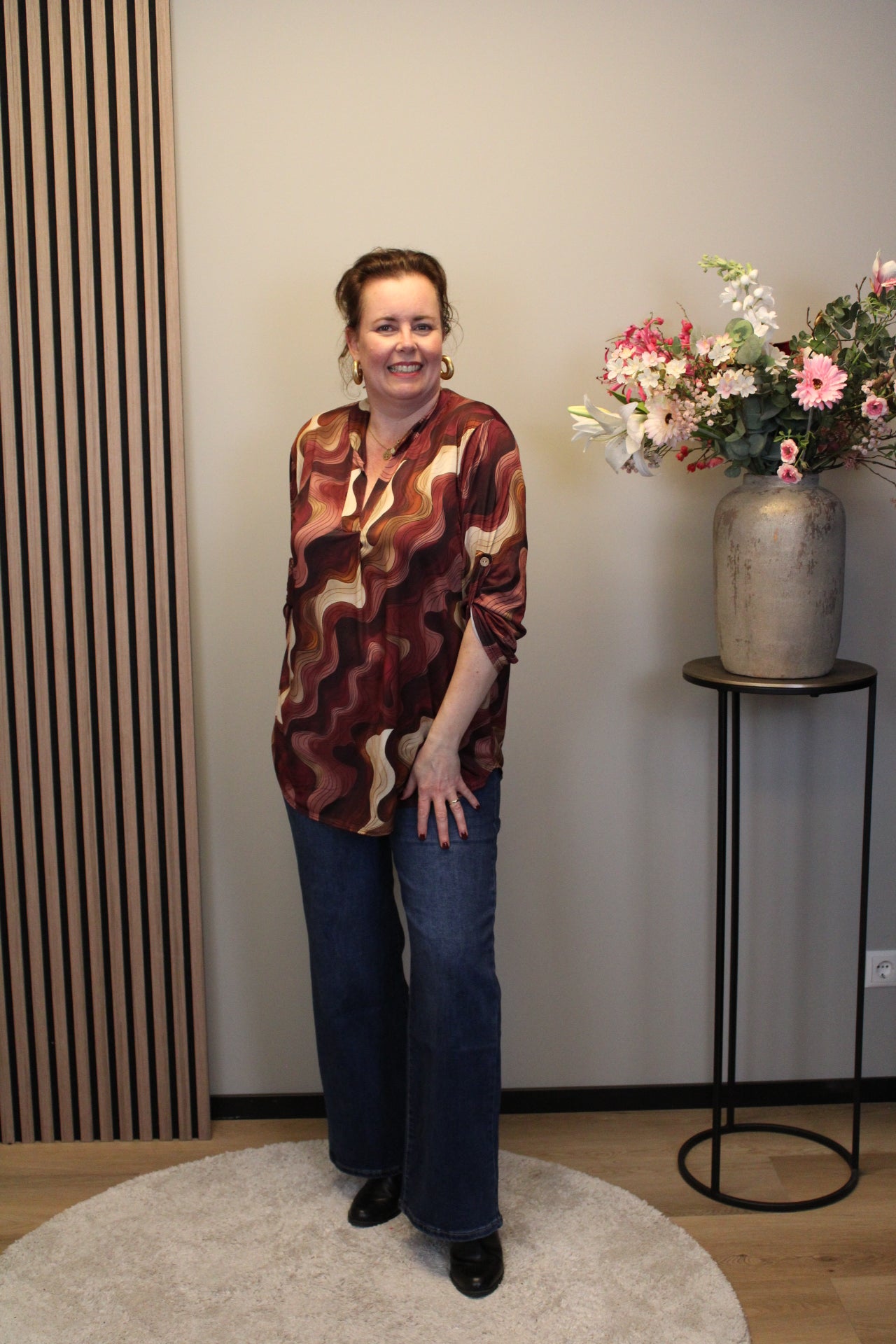 Jasmijn | Blouse roze lange mouw 38 t/m 48