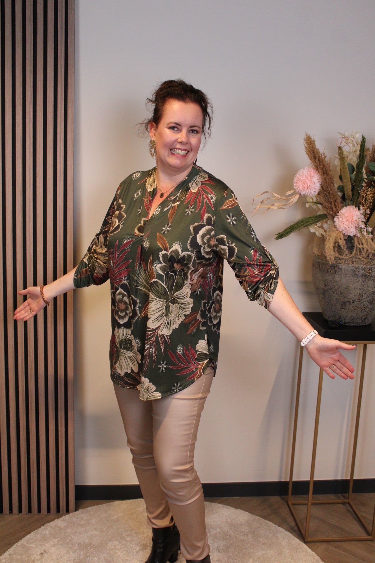 Zelma | Blouse groen lange mouw 38 t/m 48