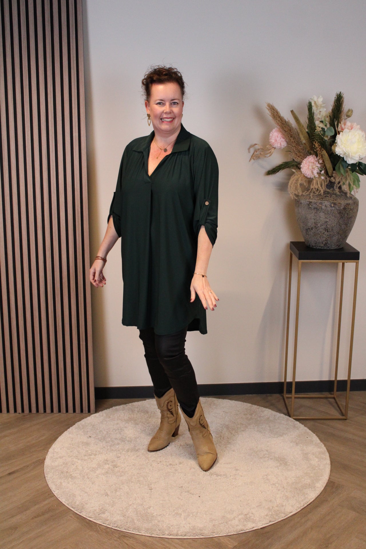 Marieke | tuniek fles groen met kraagje 38 t/m 48