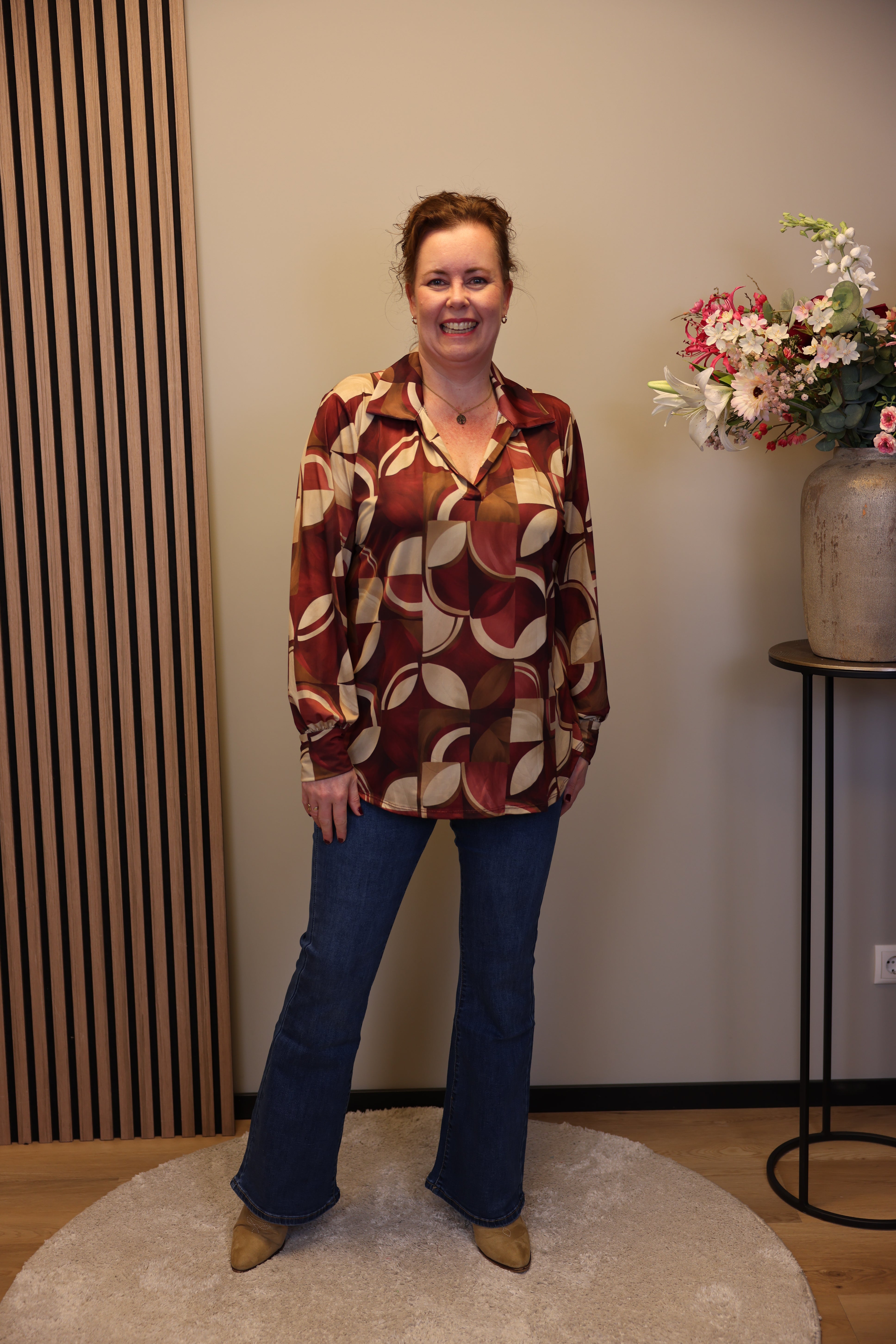 Imke | Blouse roze met kraagje 38 t/m 48