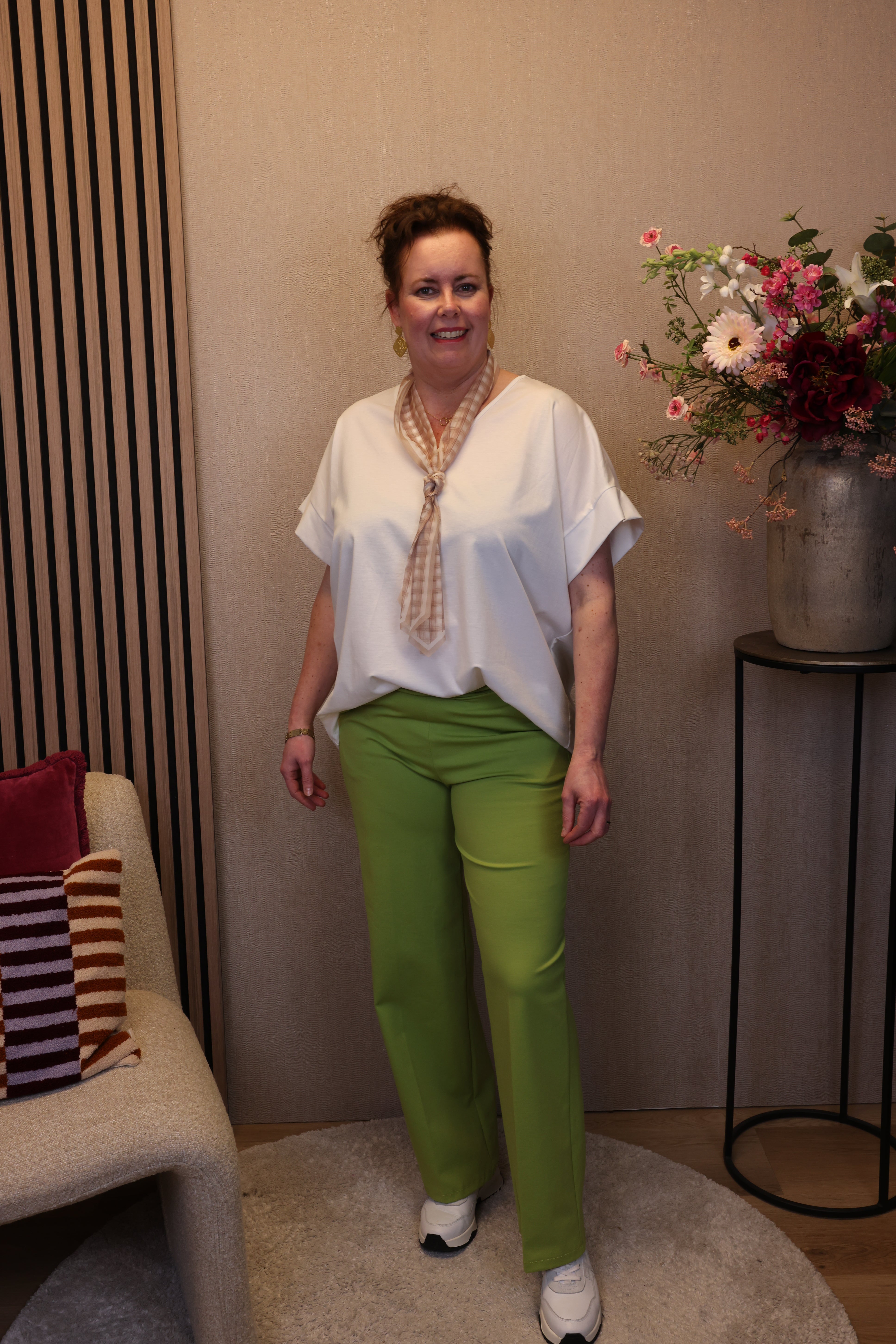 Saar | Luxe broek groen
