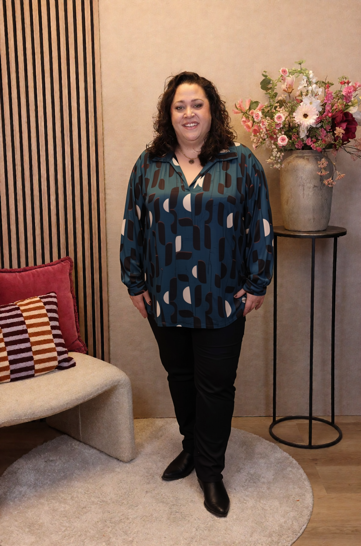 Ilse | Blouse aqua met kraagje
