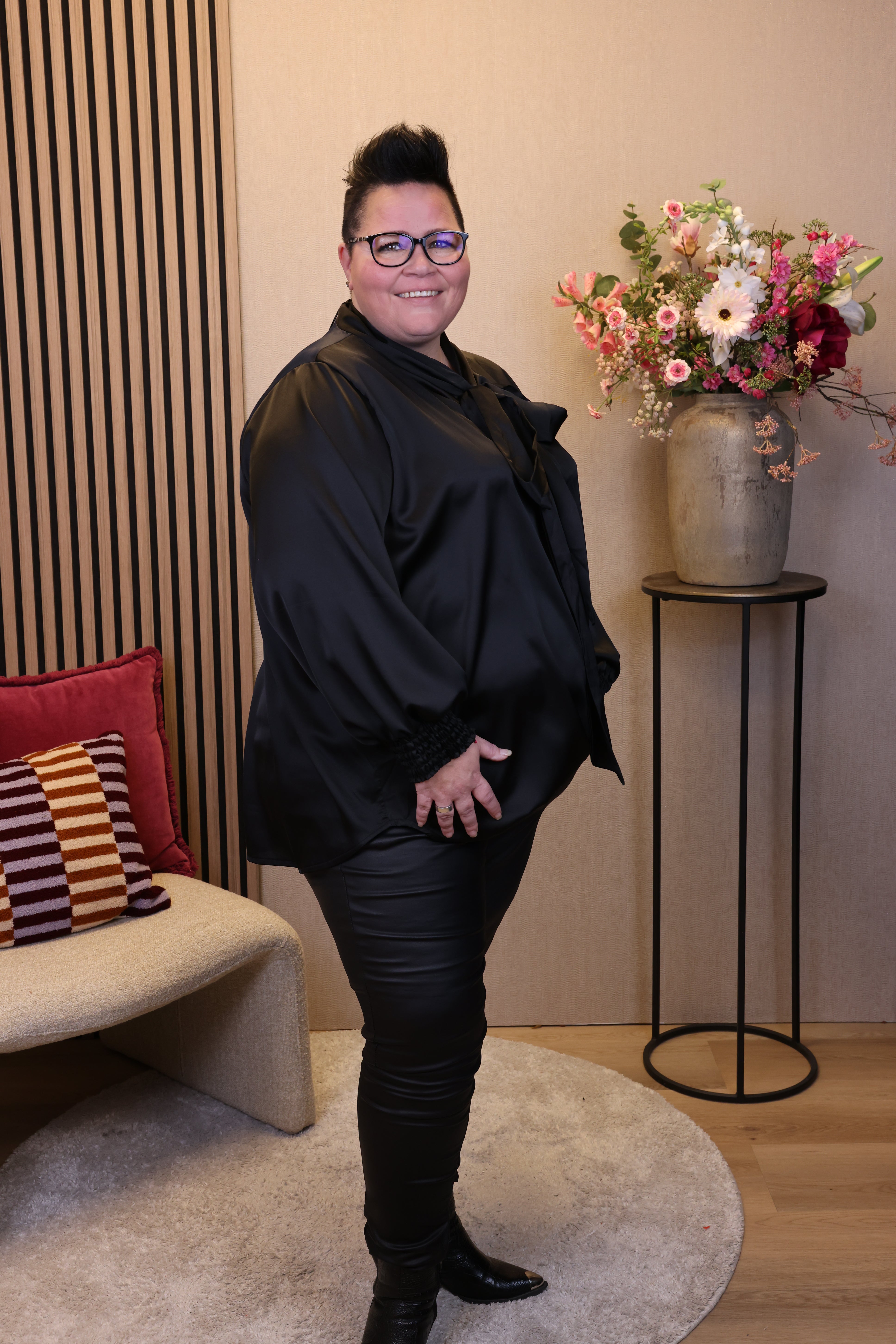 Fabienne | Satijnen blouse zwart