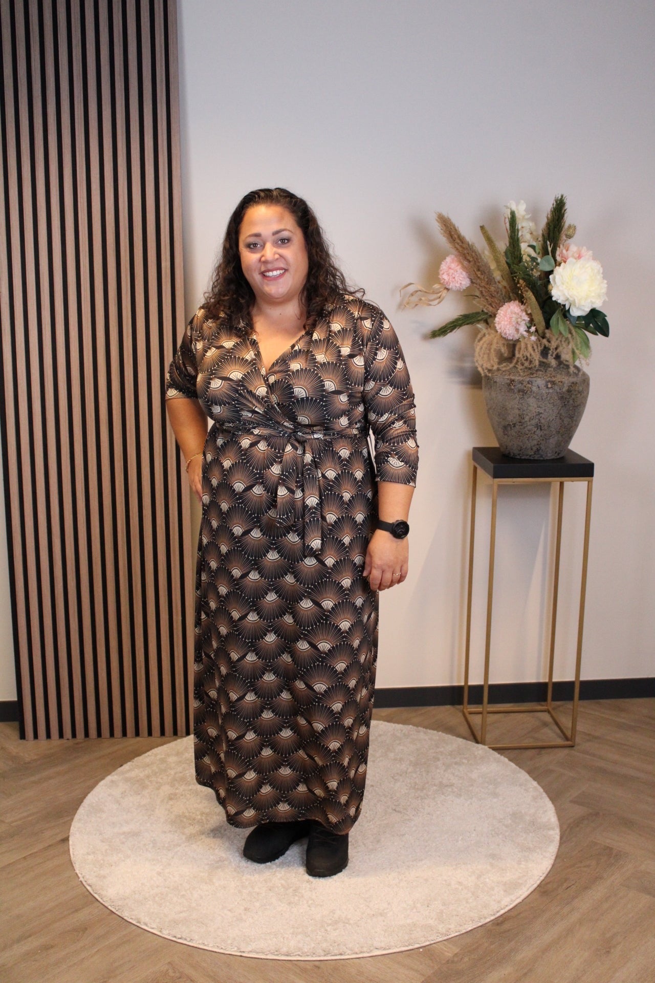 Odette| Jurk zwart lange mouw 50 t/m 54