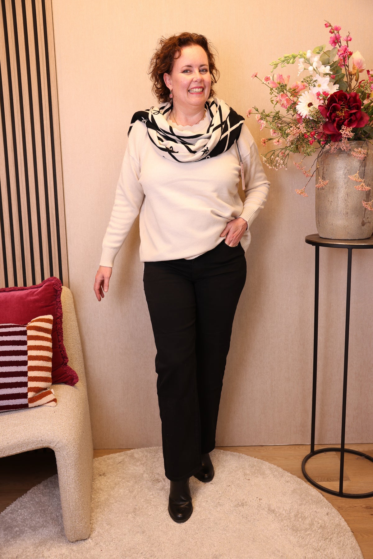 Noelle | Trui wit/beige + Gratis Sjaal