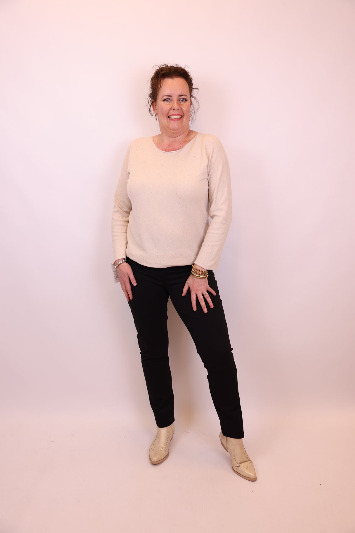 Ina | Trui beige glitter