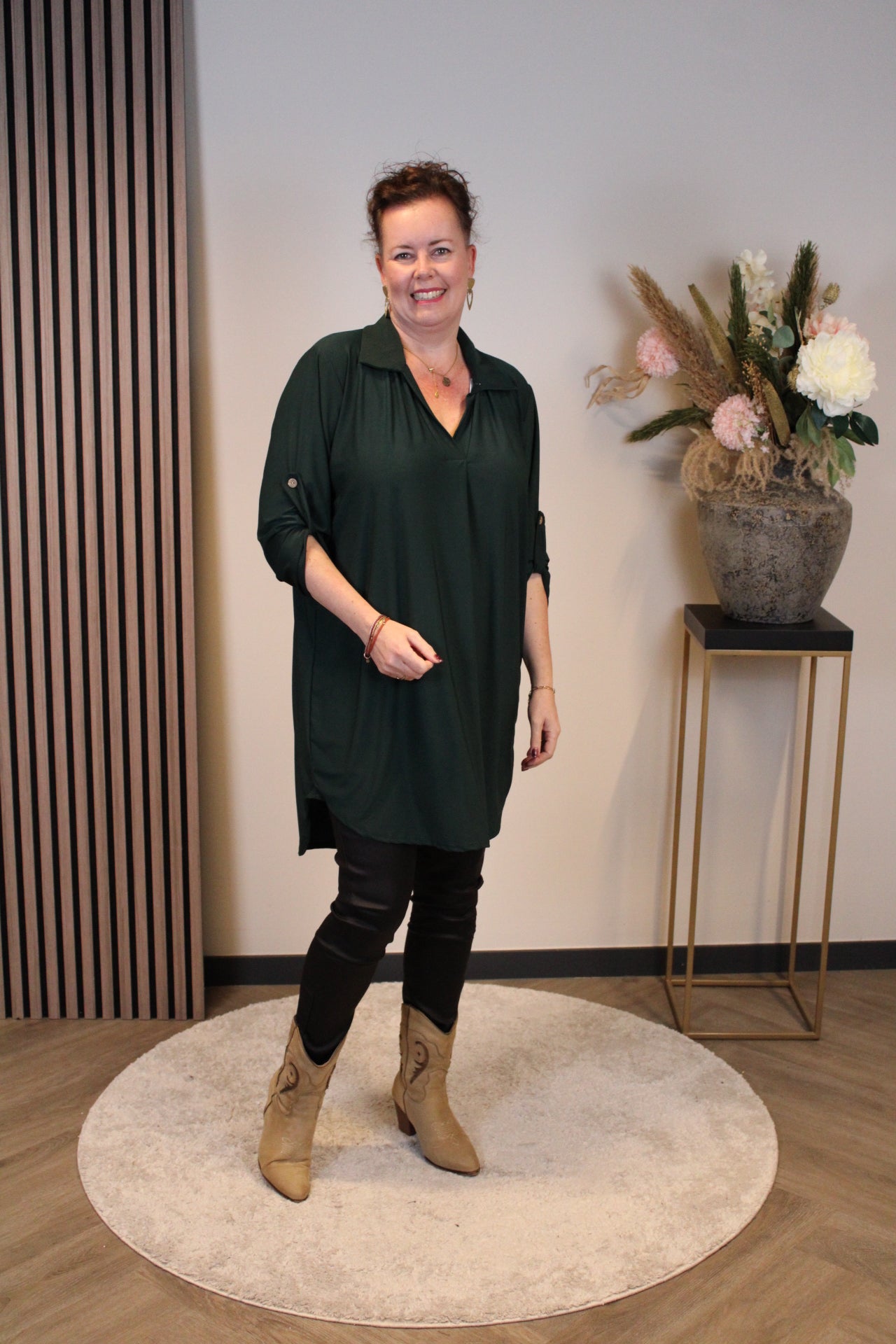 Marieke | tuniek fles groen met kraagje 38 t/m 48