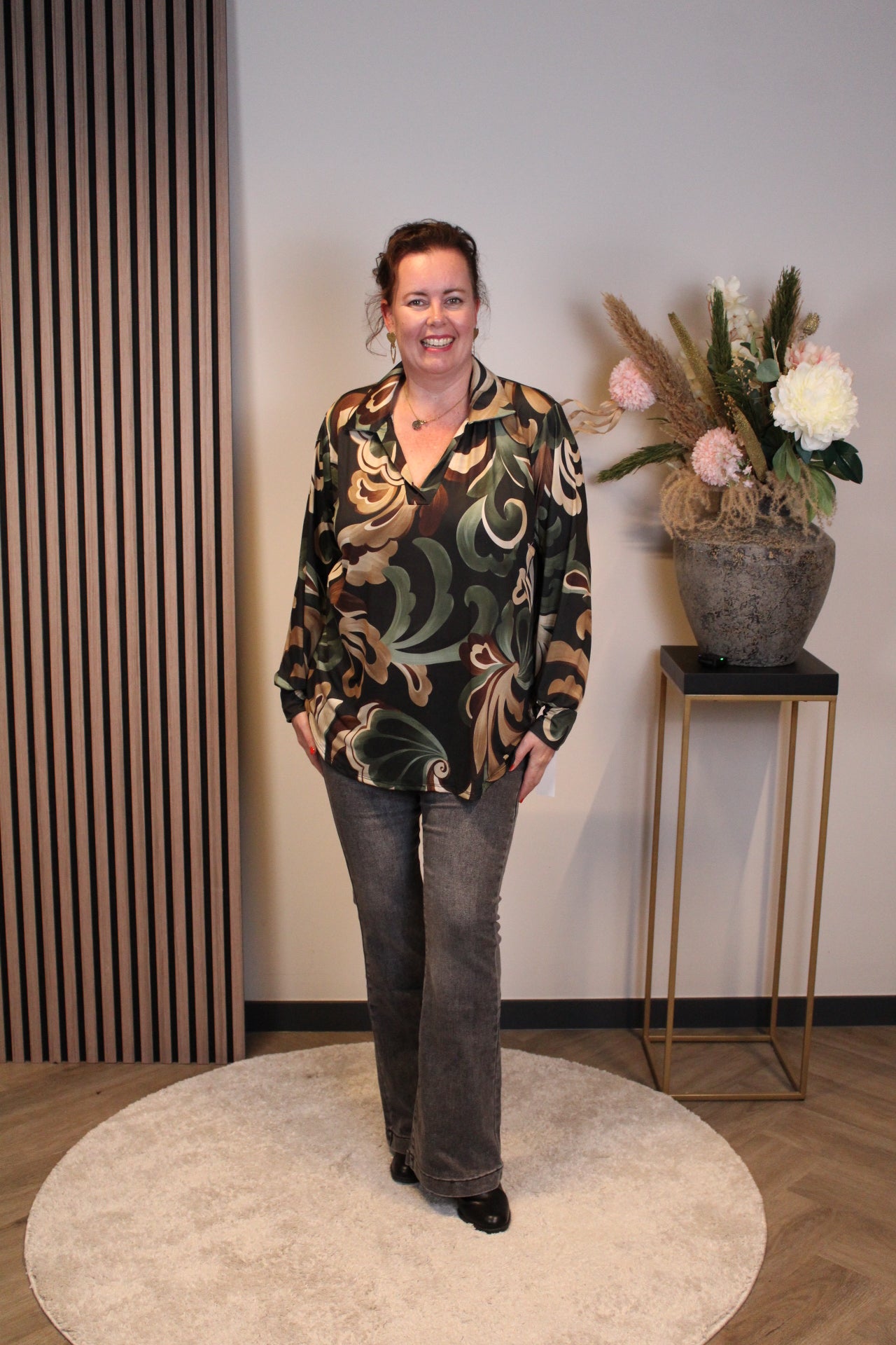 Astrid | Blouse groen met kraagje 38 t/m 48
