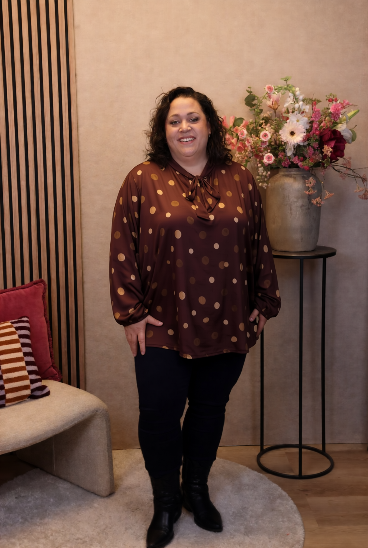 Nelora | Blouse bordeaux met strik