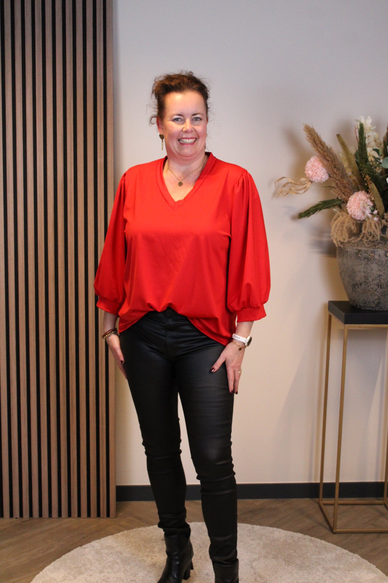 Silke | Top rood 3/4-mouw 40 t/m 44