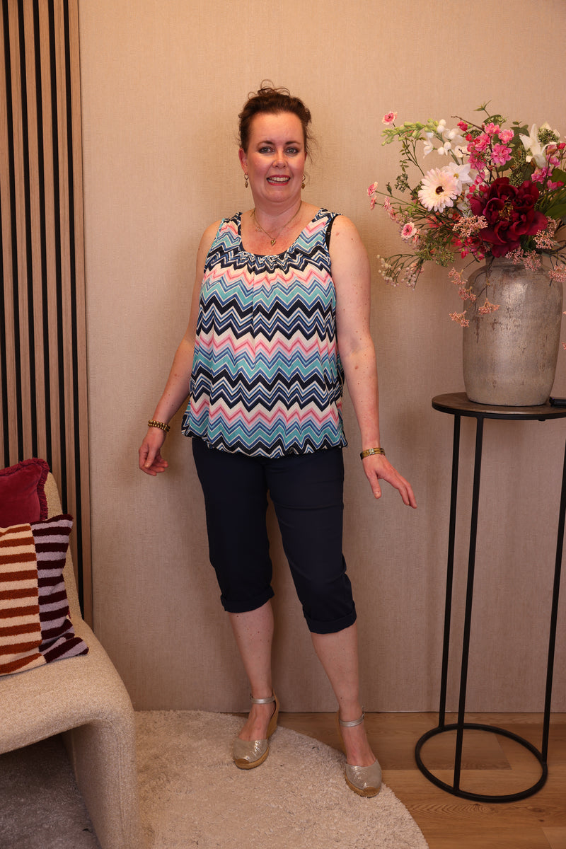Anouk | Stretch capri broek navy