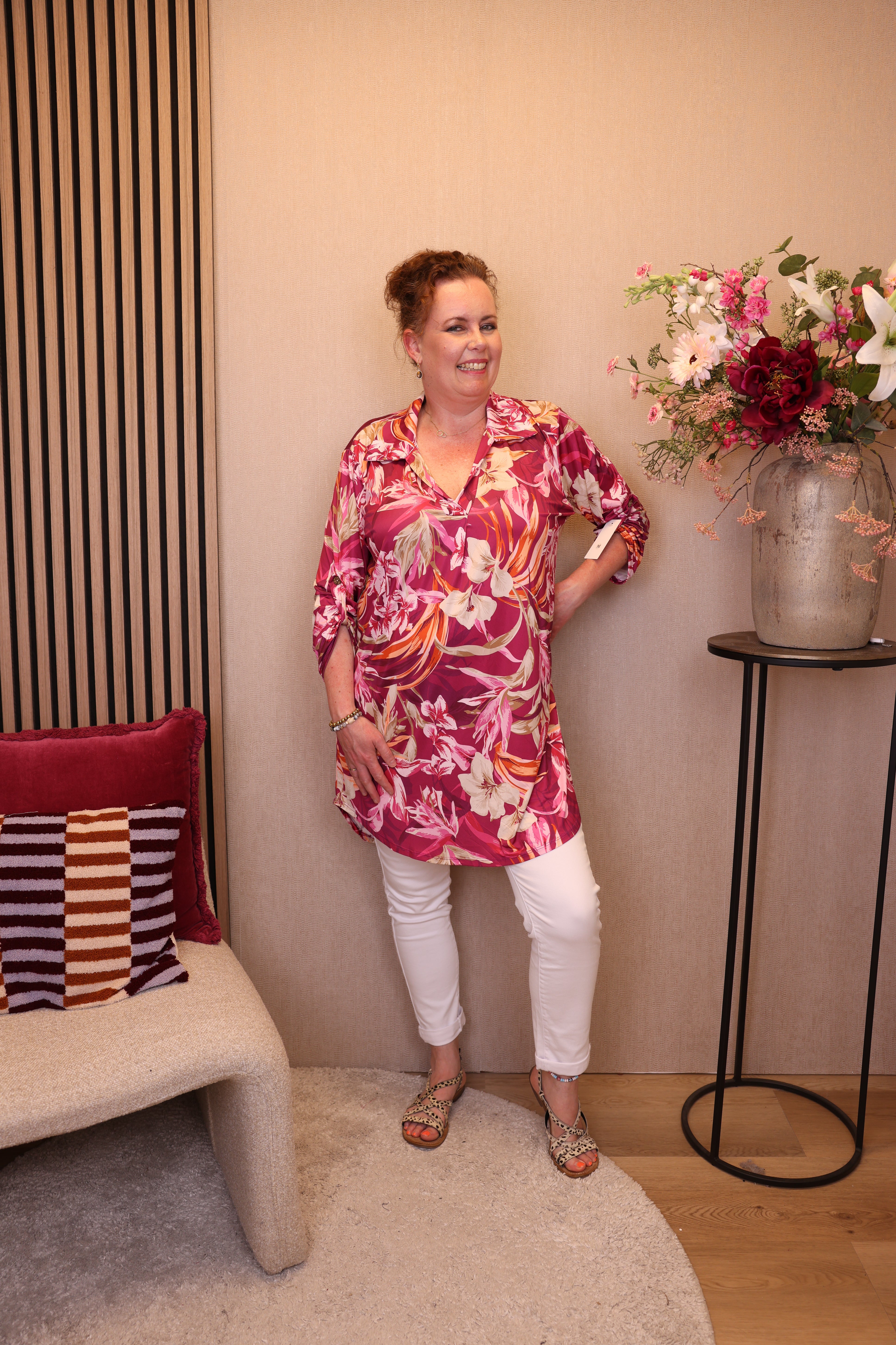 Lynn | Tuniek roze met kraagje