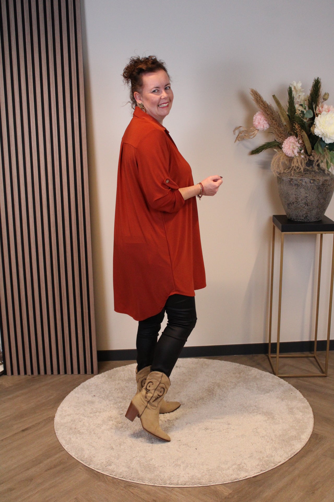 Marieke | Tuniek roest bruin met kraagje 48 t/m 52