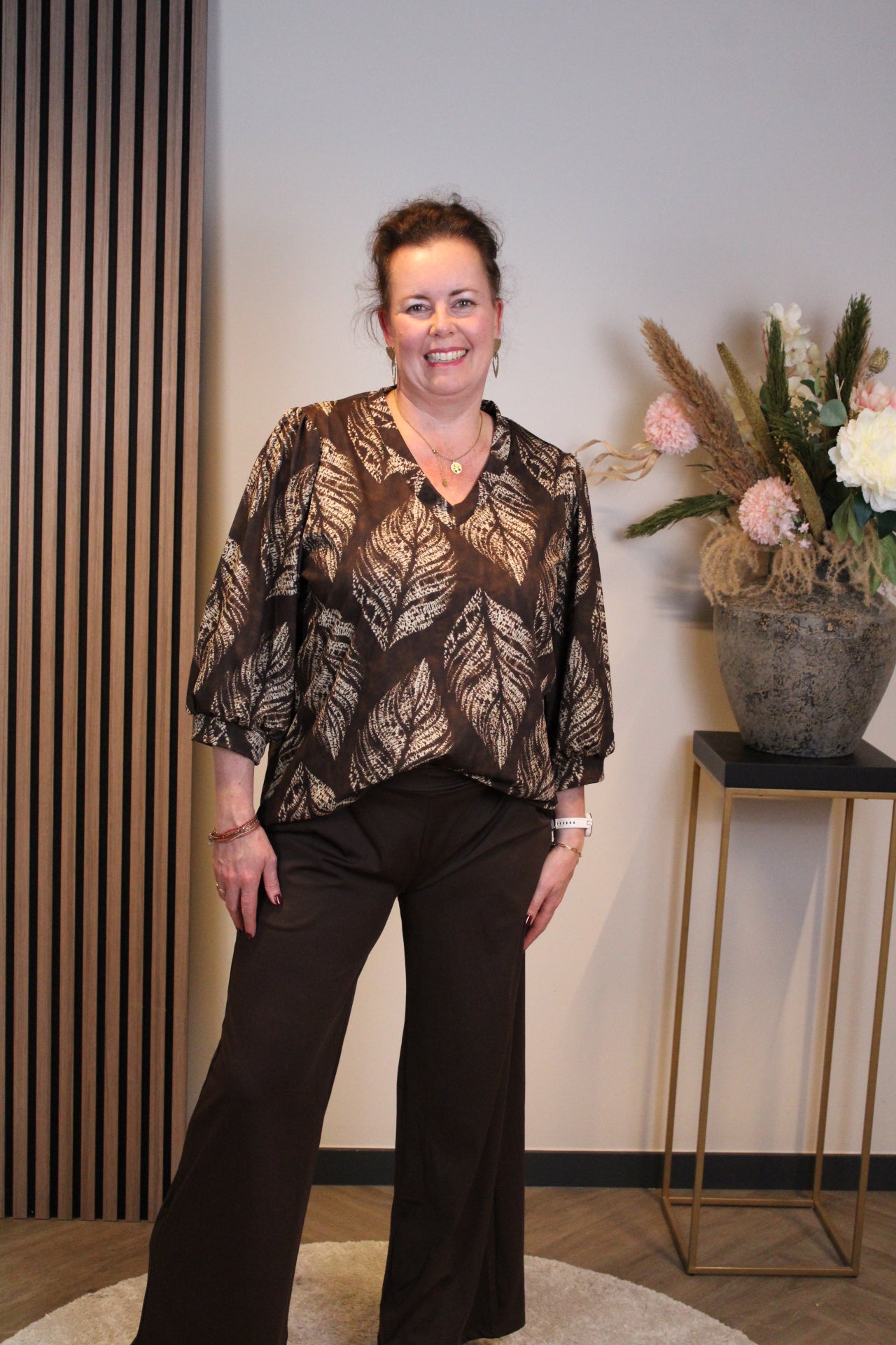 Chloe | Top bruin 3/4-mouw 40 t/m 44