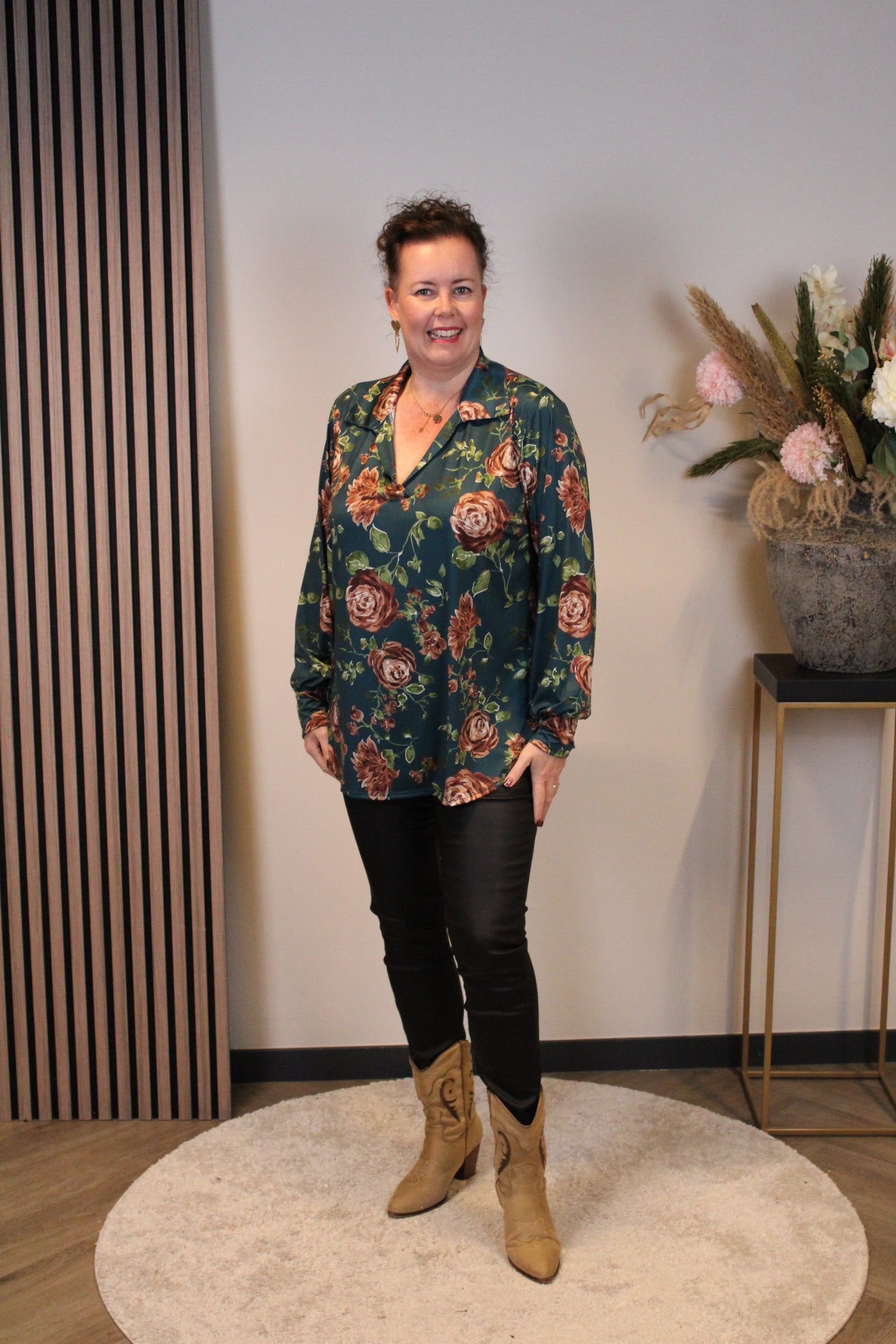 Emma | Blouse aqua met kraagje