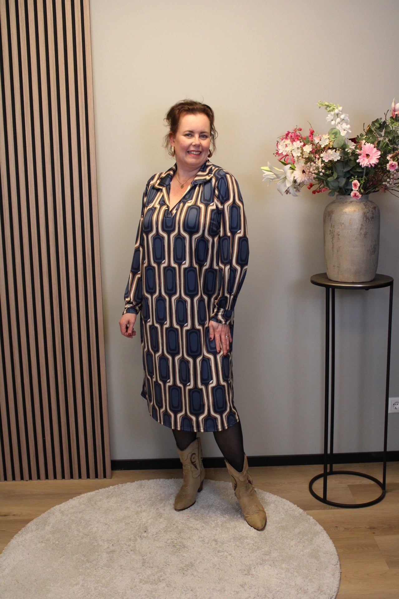 Hazel | Jurk navy met kraagje 46 t/m 50