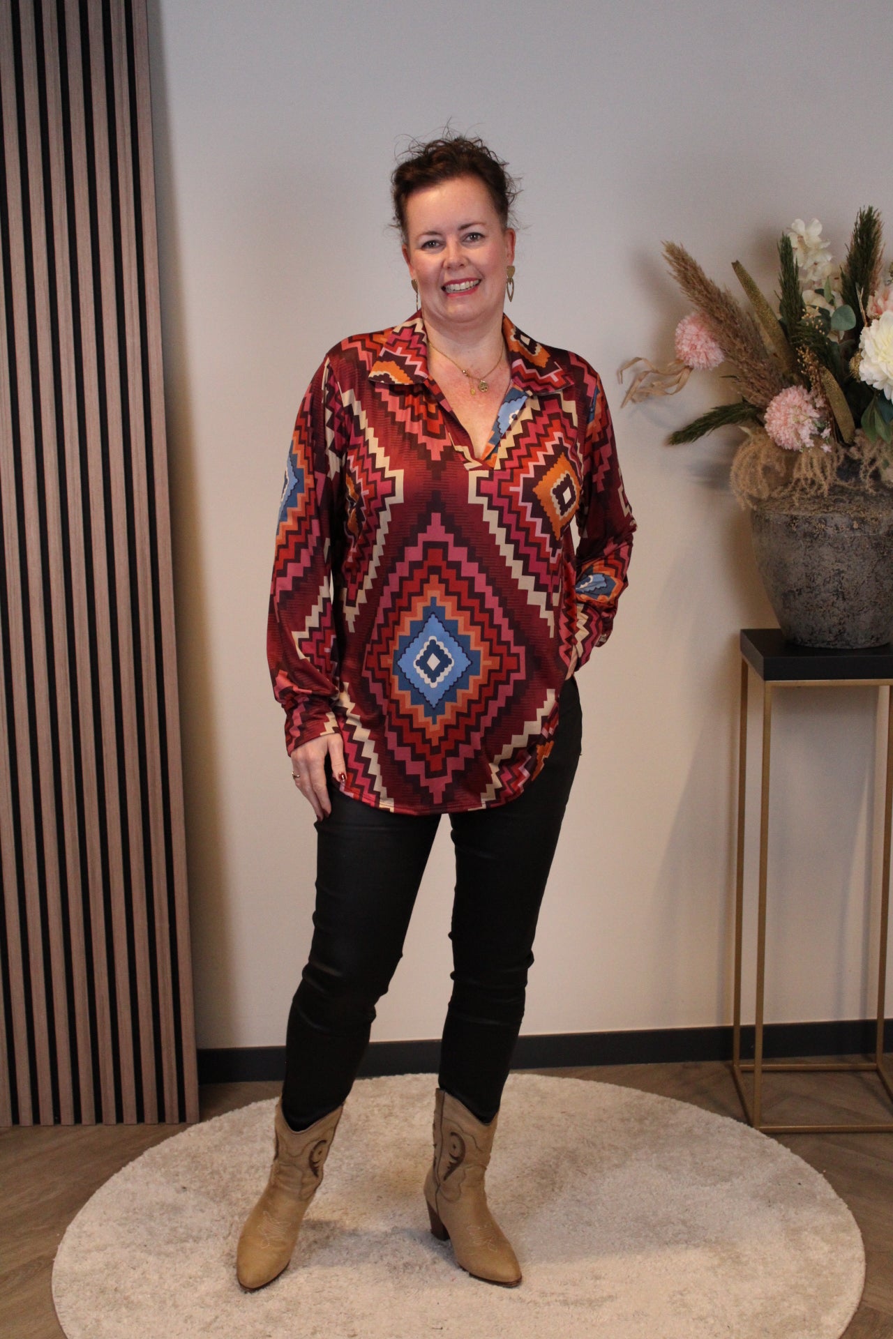 Mien | Blouse roze met kraagje 38 t/m 48