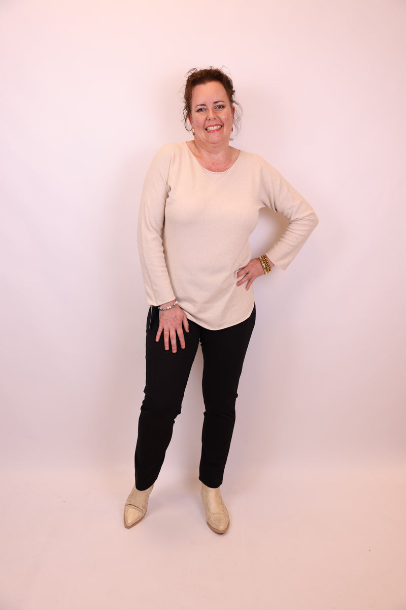 Ina | Trui beige glitter