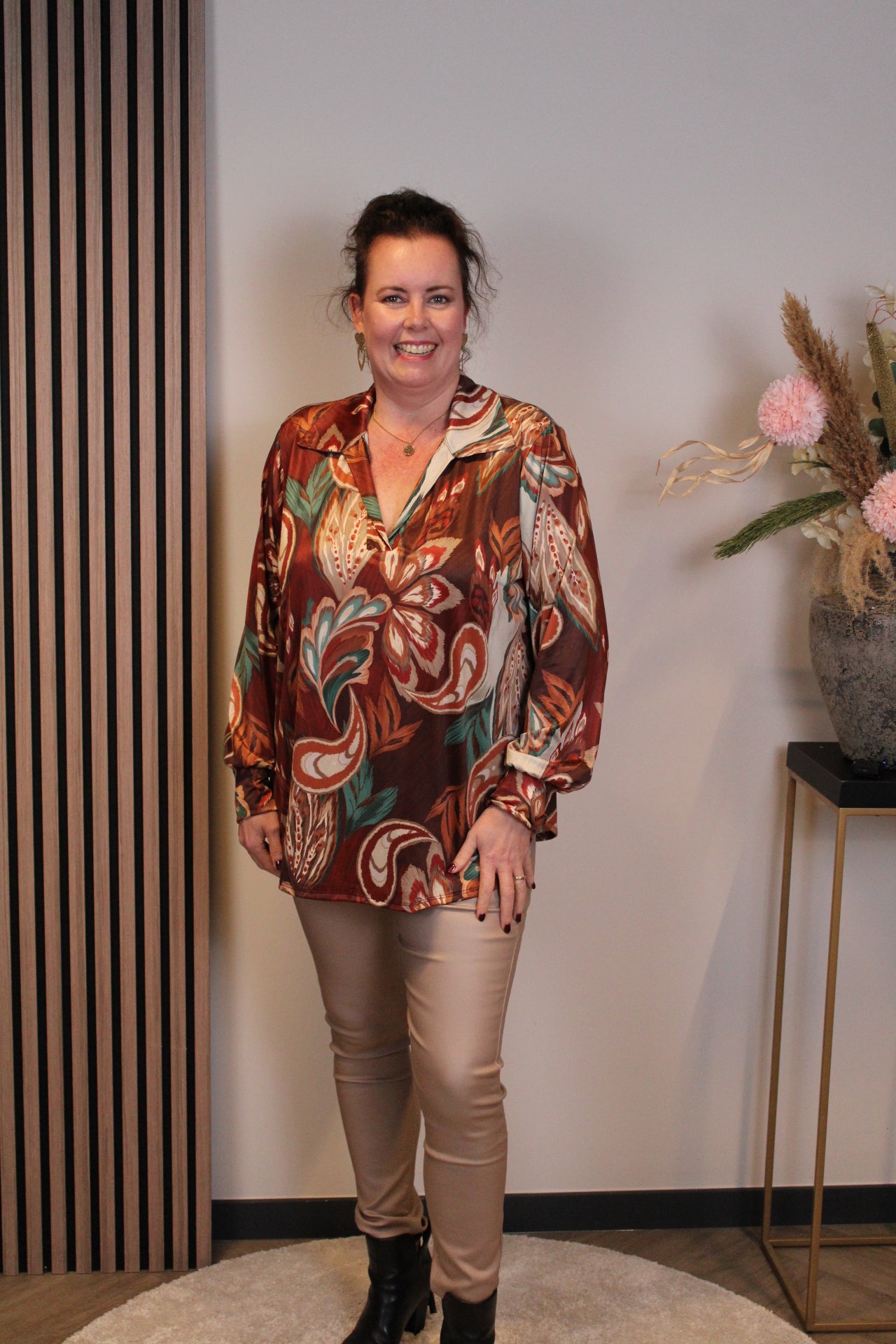 Veerle | Blouse met kraagje oranje 48 t/m 52