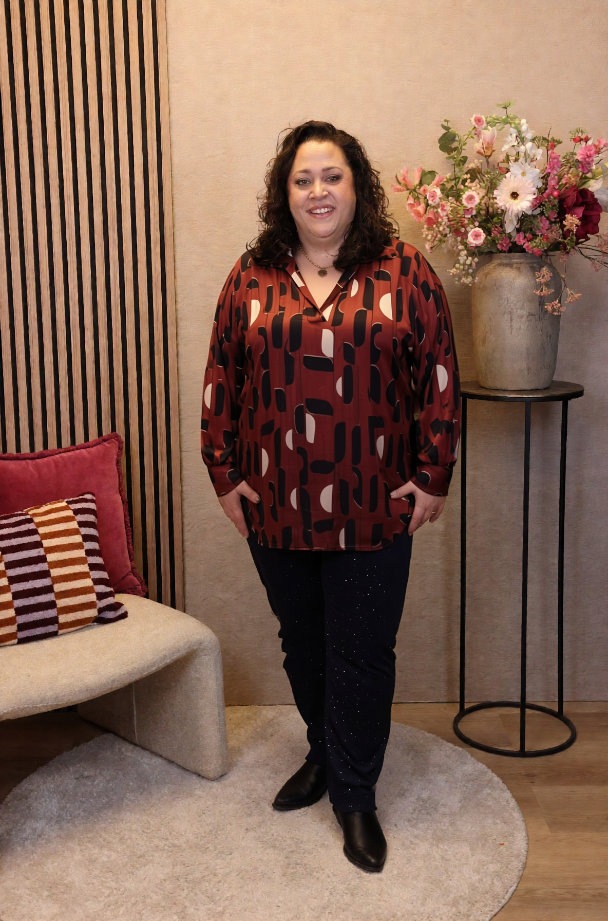 Ilse | Blouse rood met kraagje