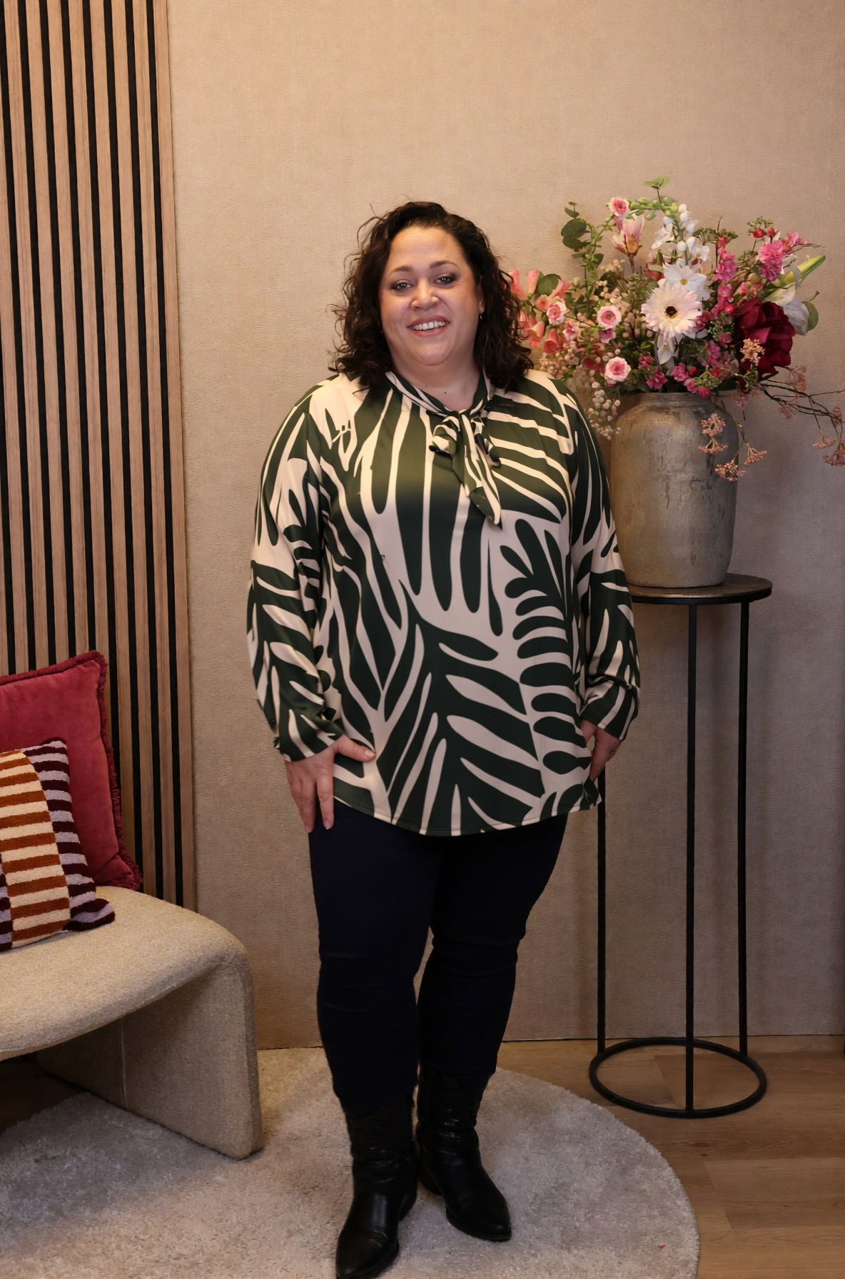 Marieke | Blouse groen met strik