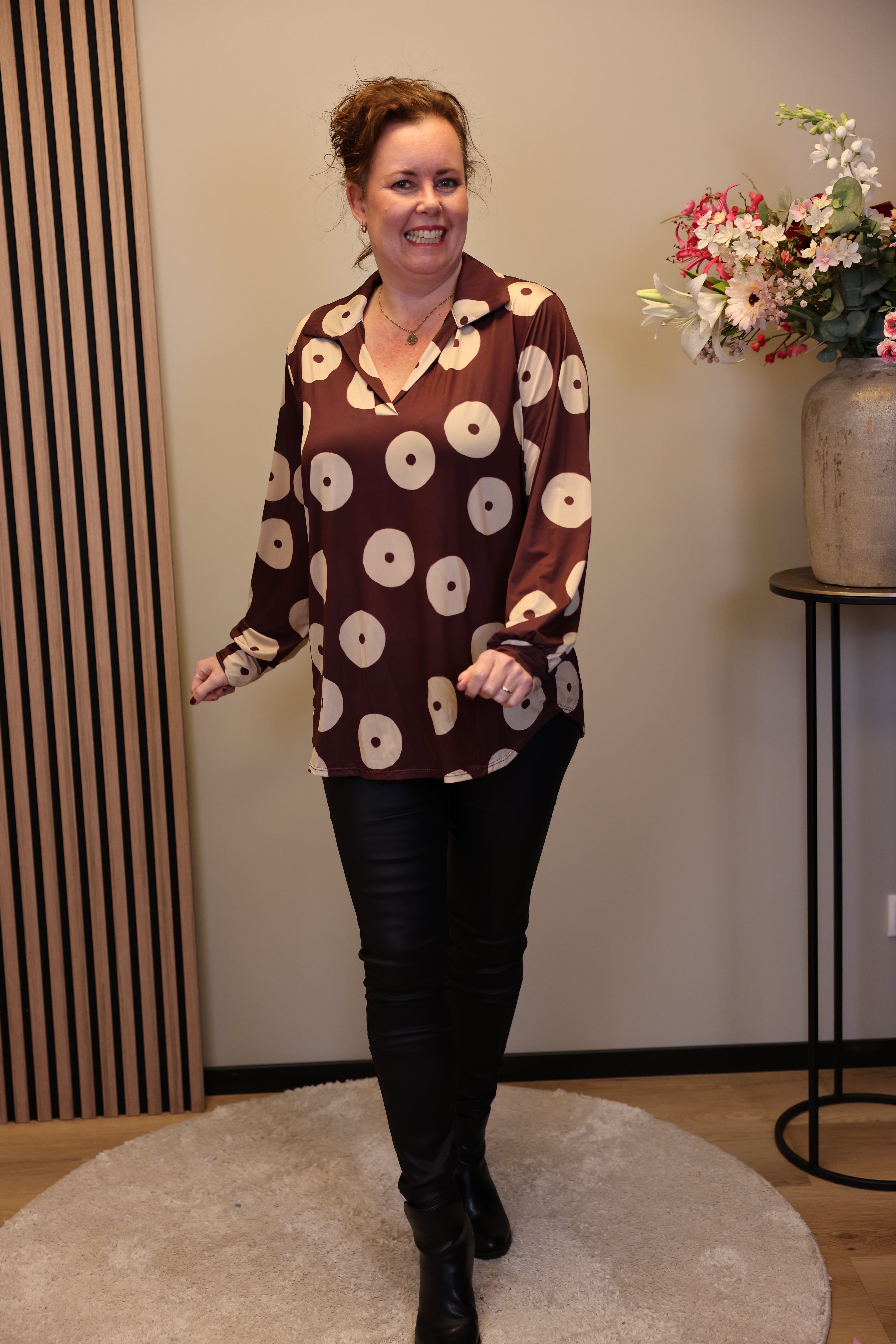 Mira | Blouse met kraagje bordeaux 48 t/m 52