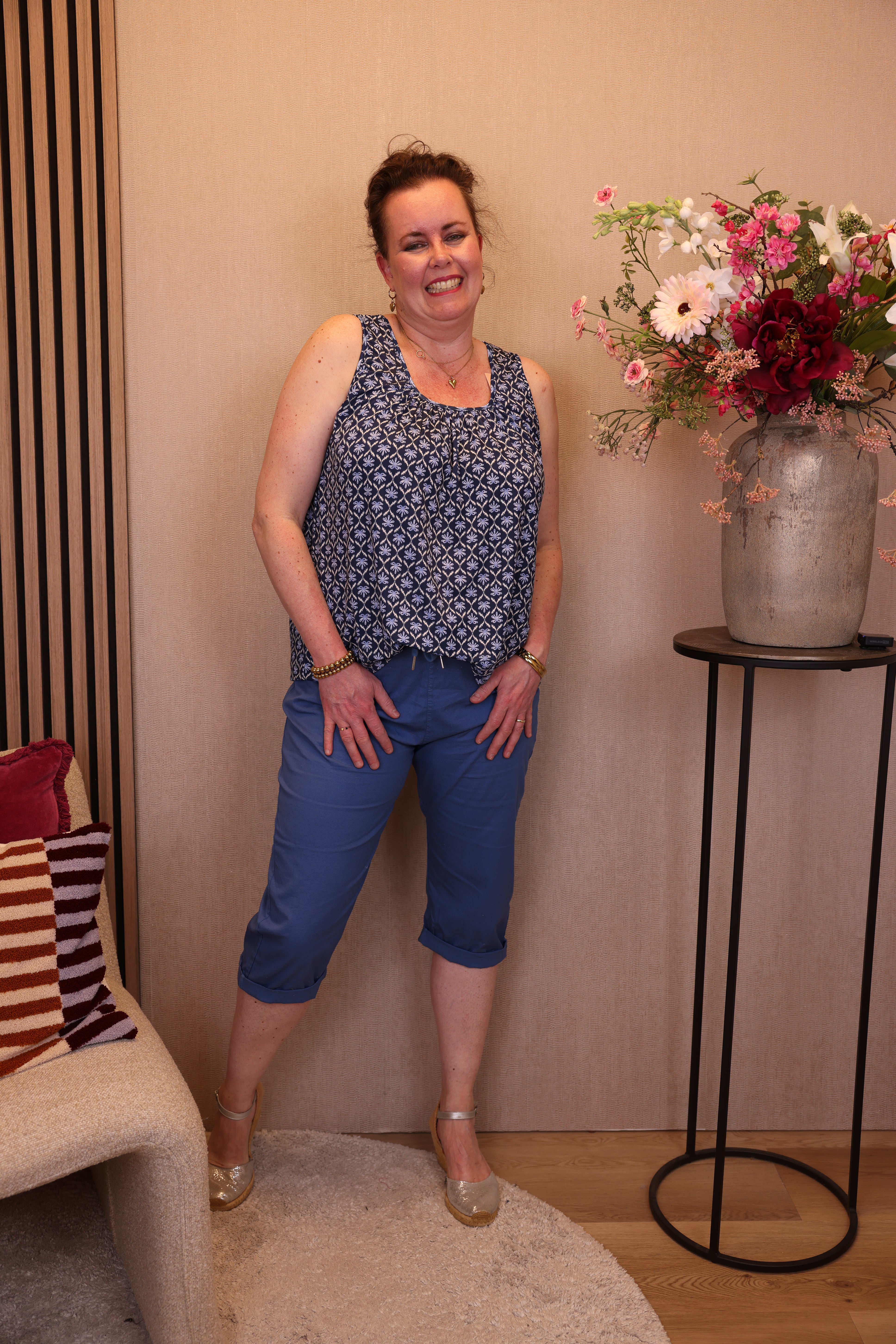 Sanne | Ballon top blauw
