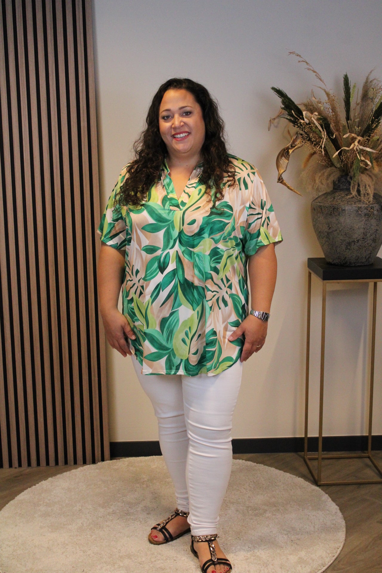 Chloe | Blouse groen korte mouw 48 t/m 52