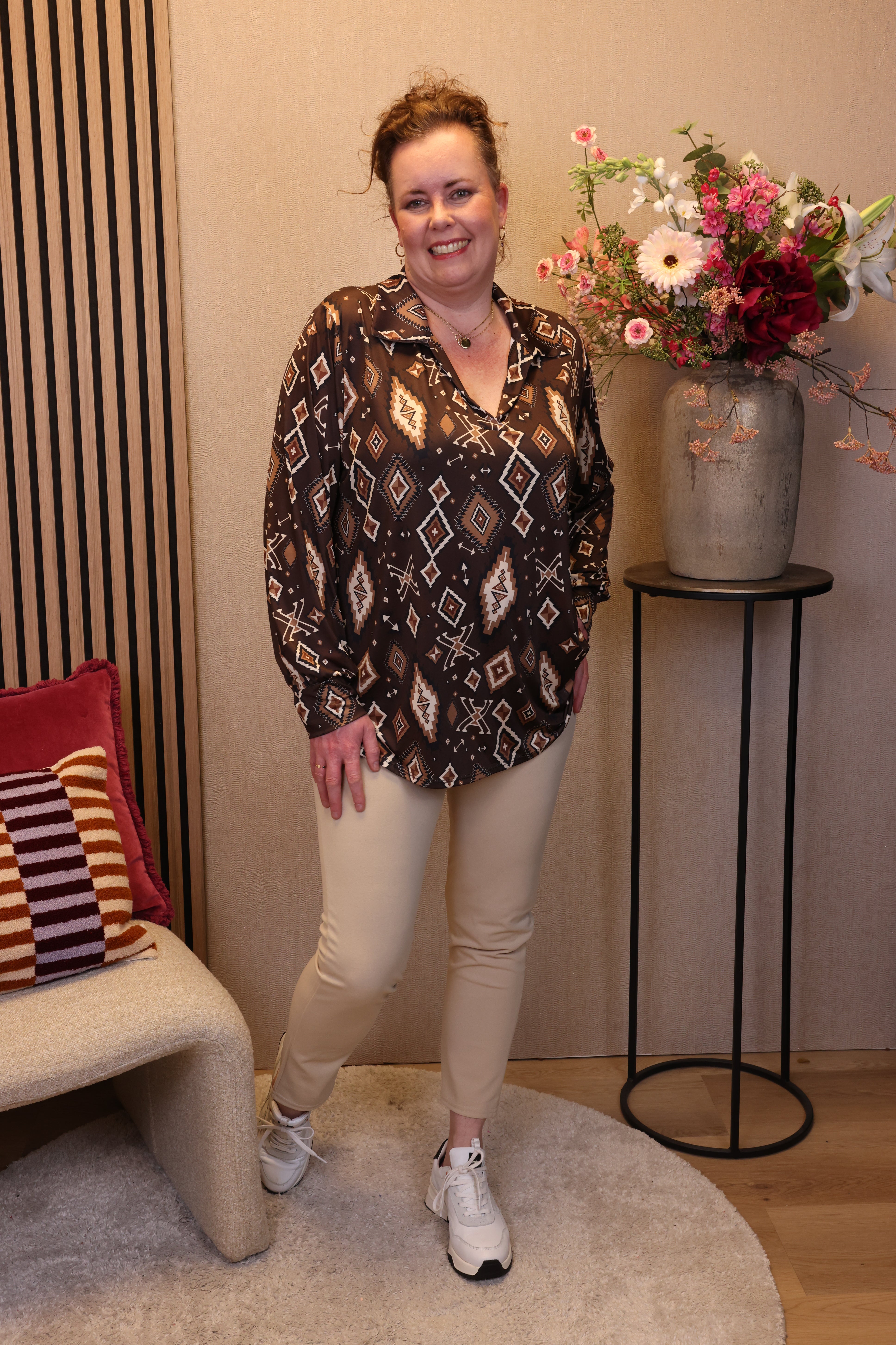 Lilly | Broek beige viscose