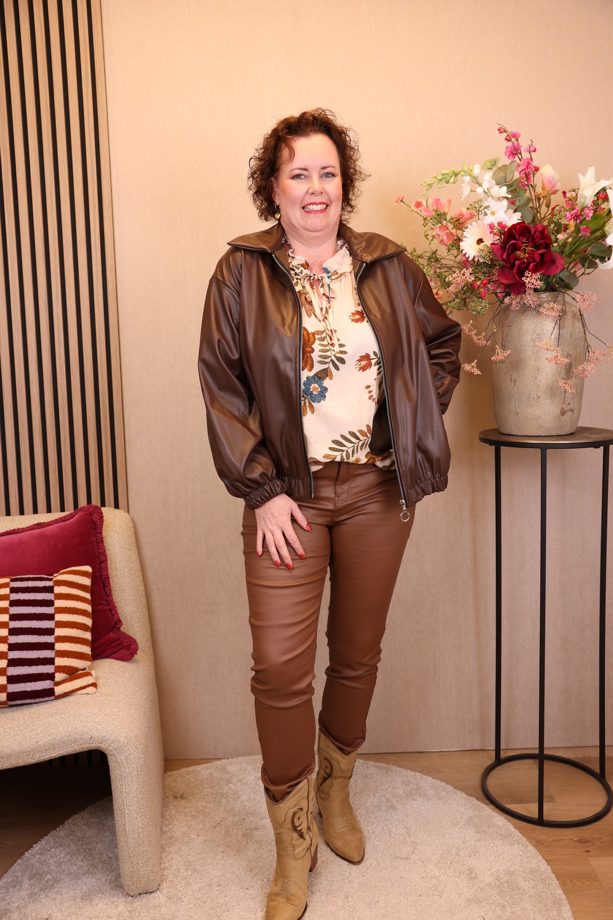 Kaia | leatherlook jasje bruin