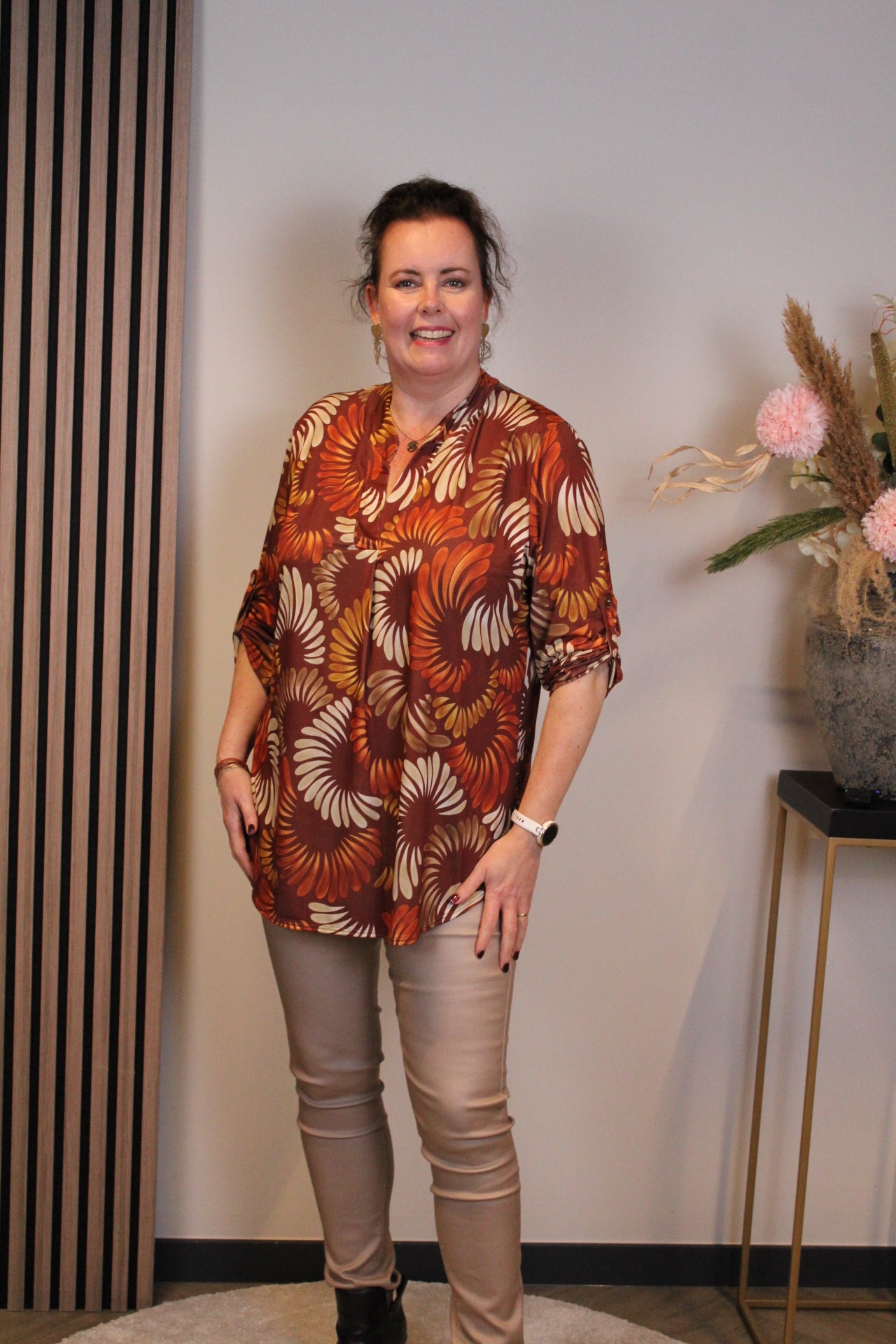 Margriet | Blouse oranje lange mouw 48 t/m 52