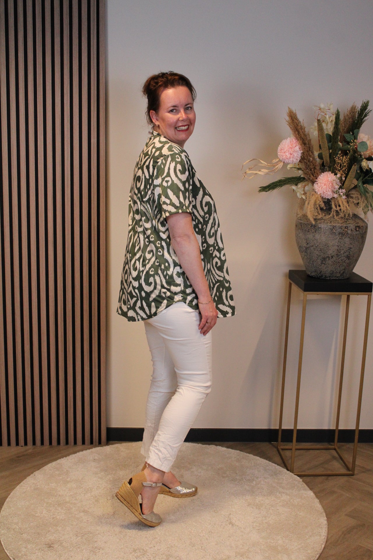 Kim | Blouse groen korte mouw 48 t/m 52