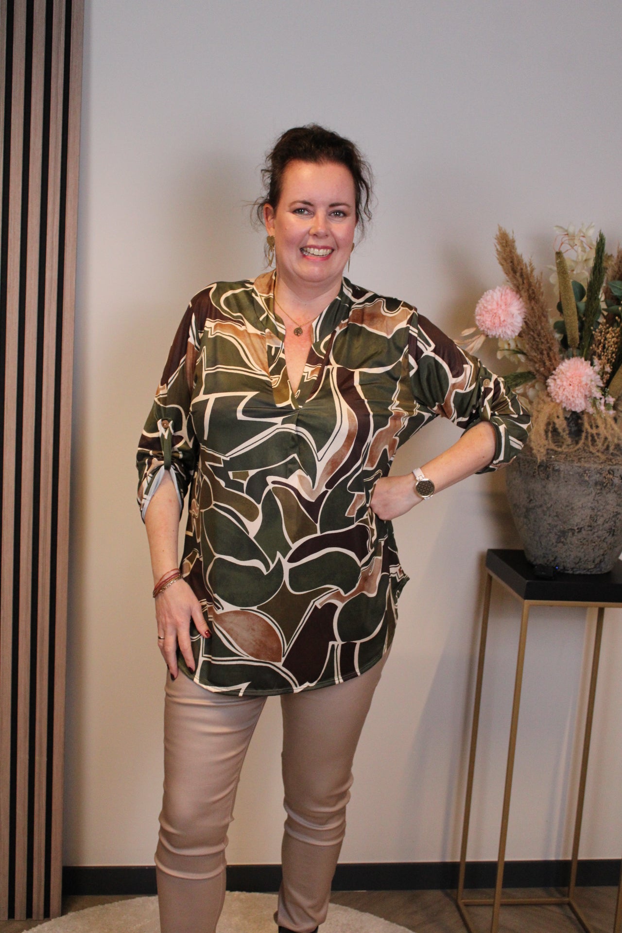 Hila | Blouse groen lange mouw 38 t/m 48