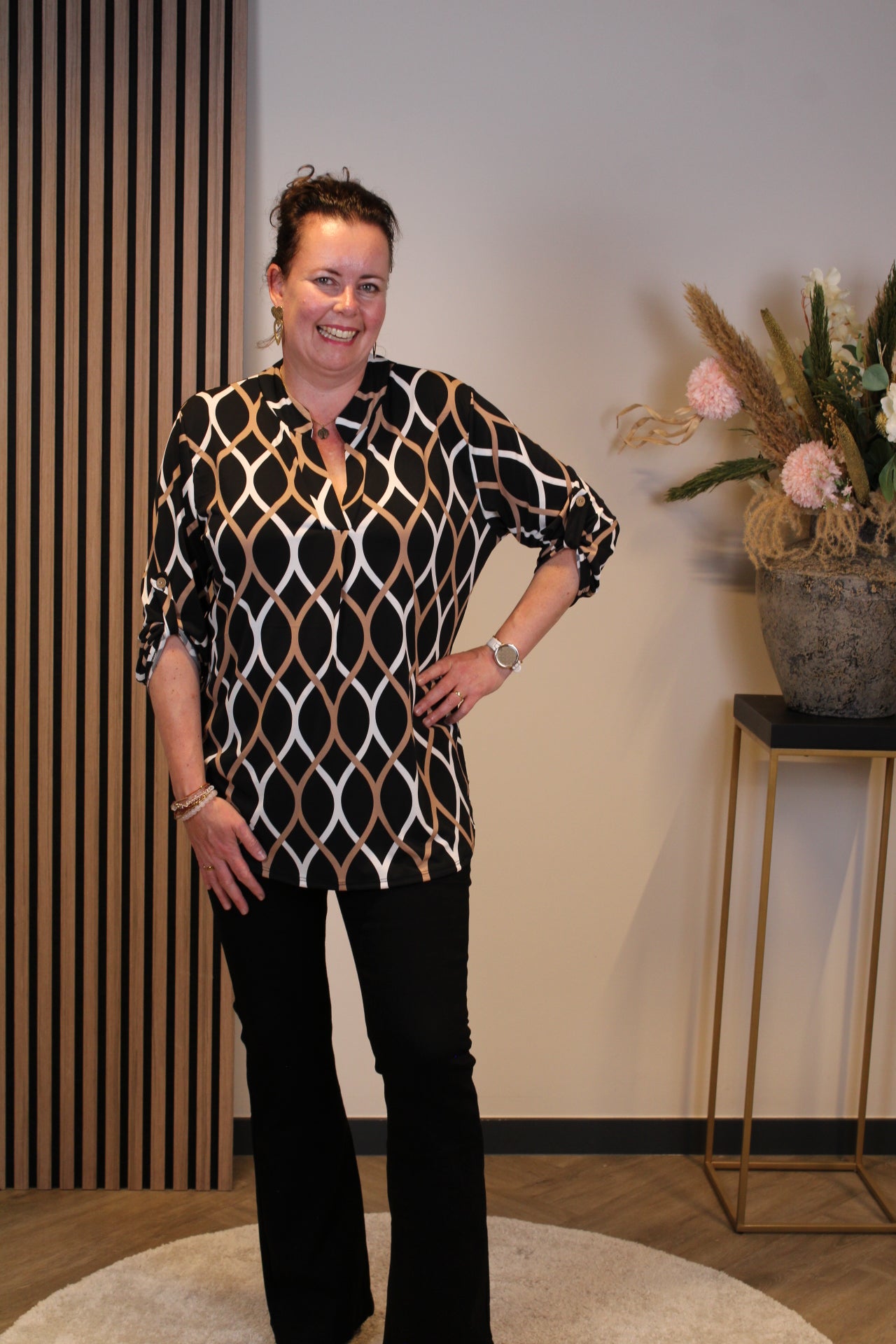 Hannah | Blouse zwart lange mouw 38 t/m 48