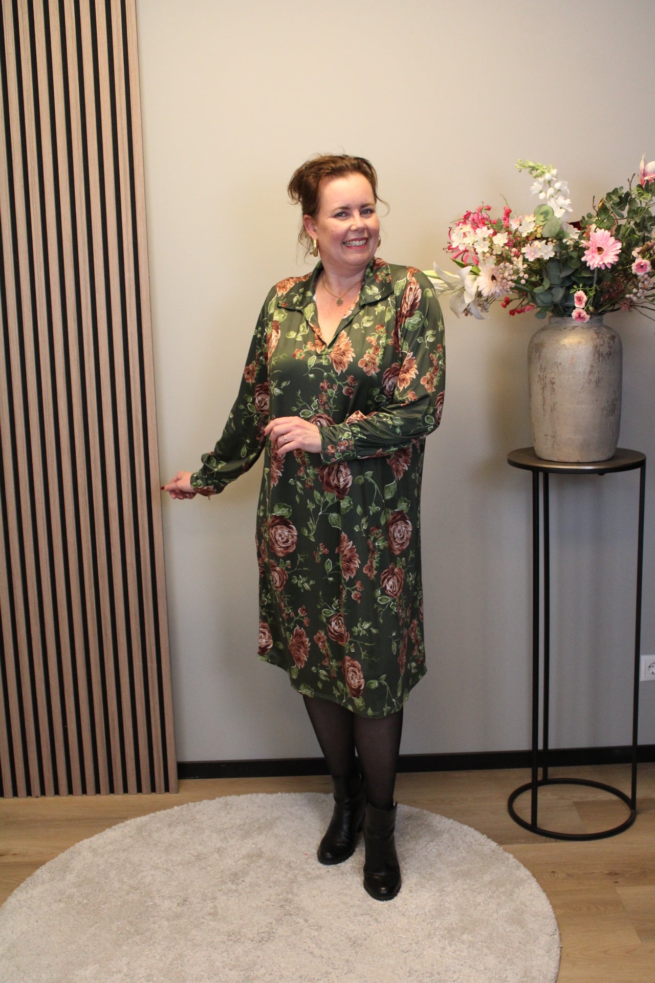 Hanneke | Jurk groen met kraagje 38 t/m 46