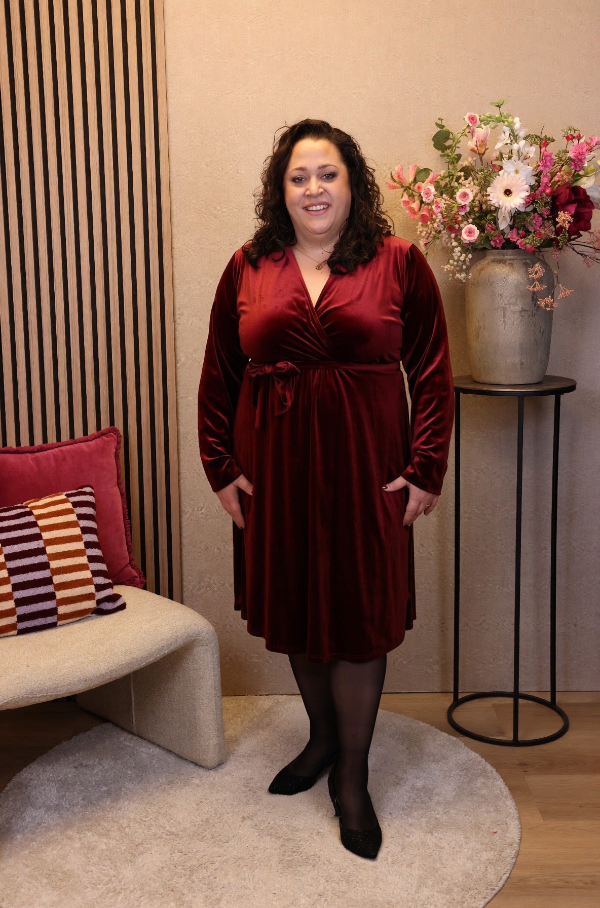 Angelina | Jurk velours rood