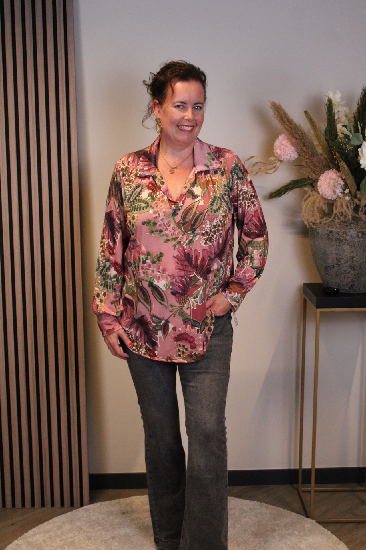 Helena | Blouse licht roze met kraagje 38 t/m 48
