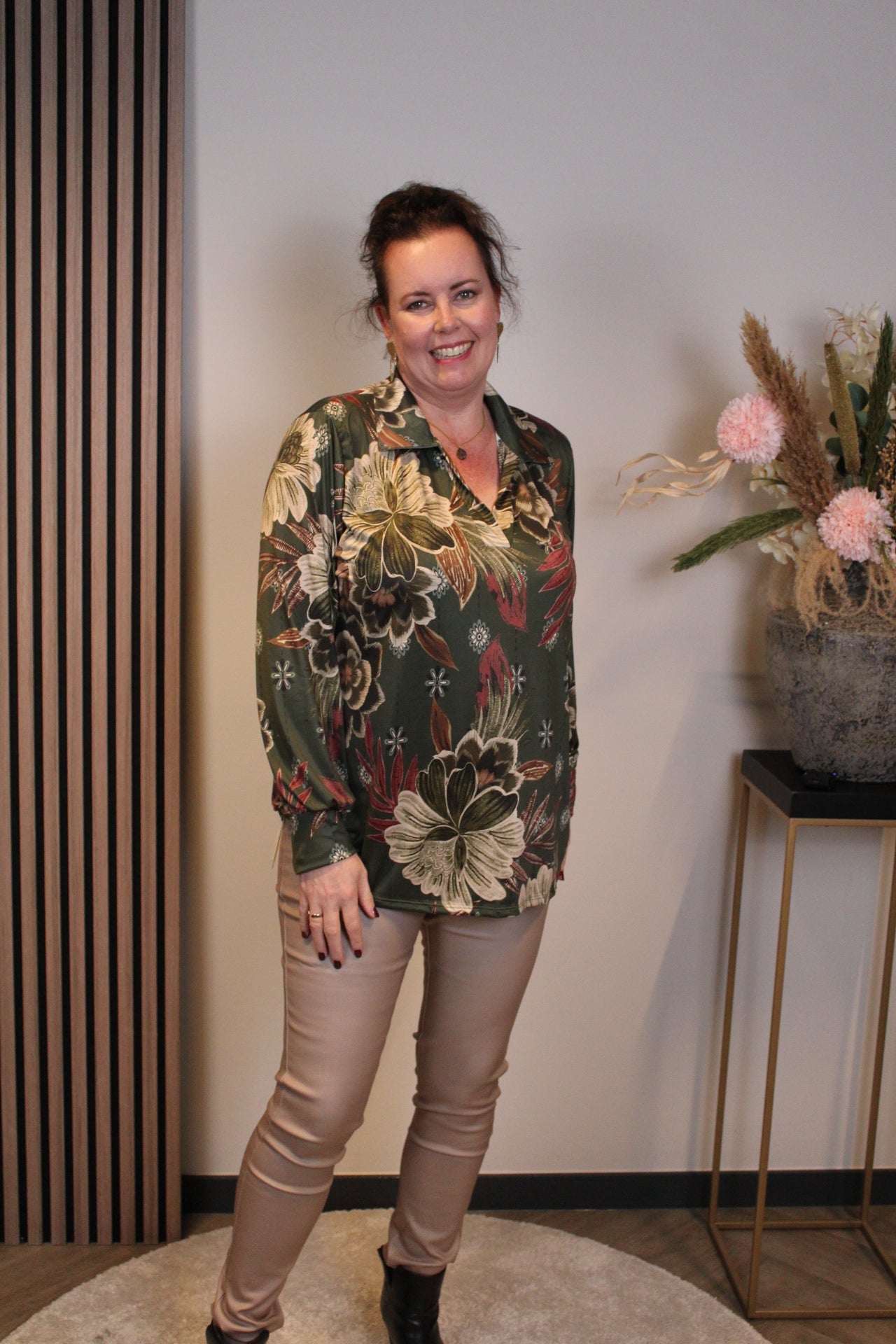 Keira | Blouse met kraagje groen 48 t/m 52