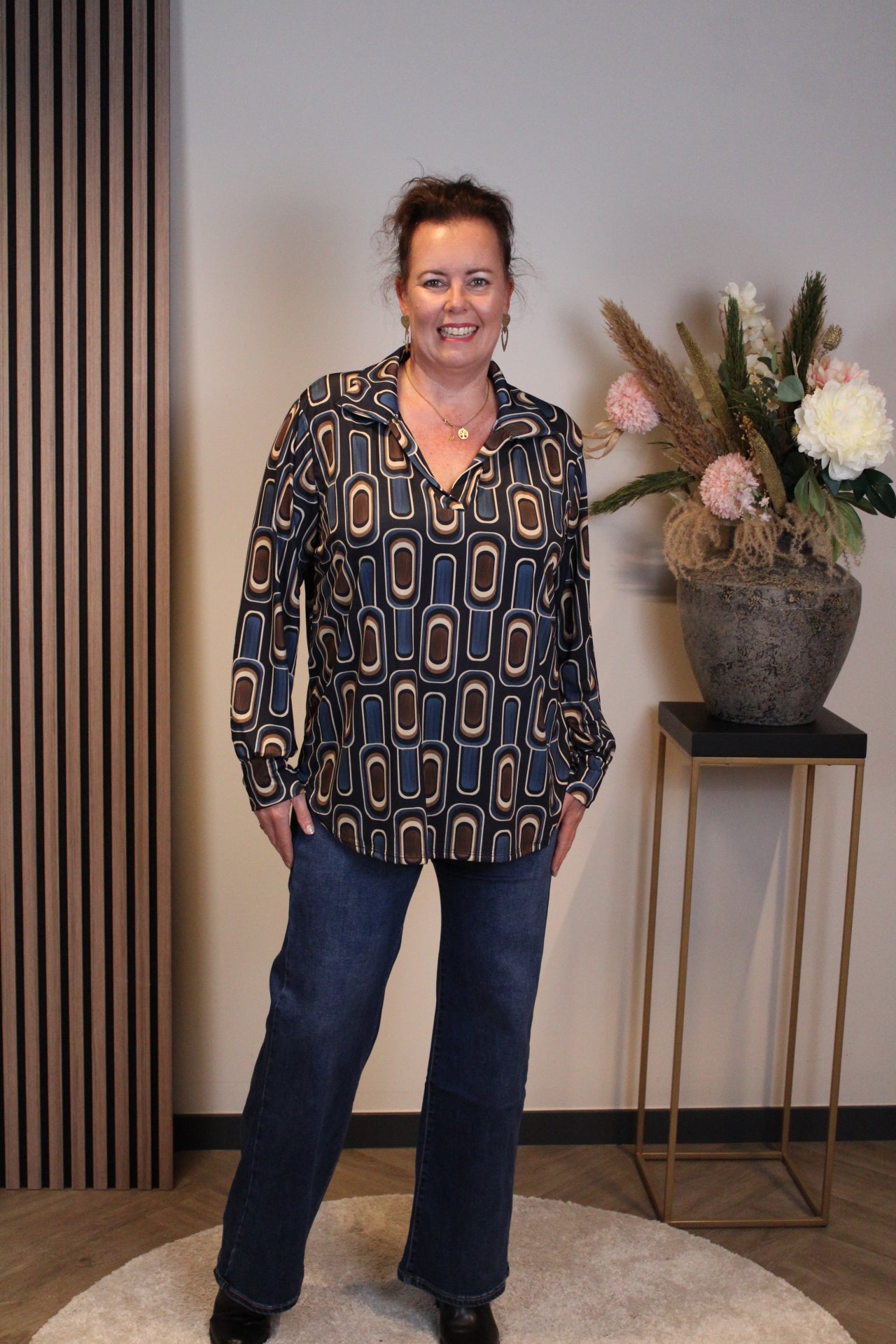 Chloe | Blouse blauw met kraagje 38 t/m 48